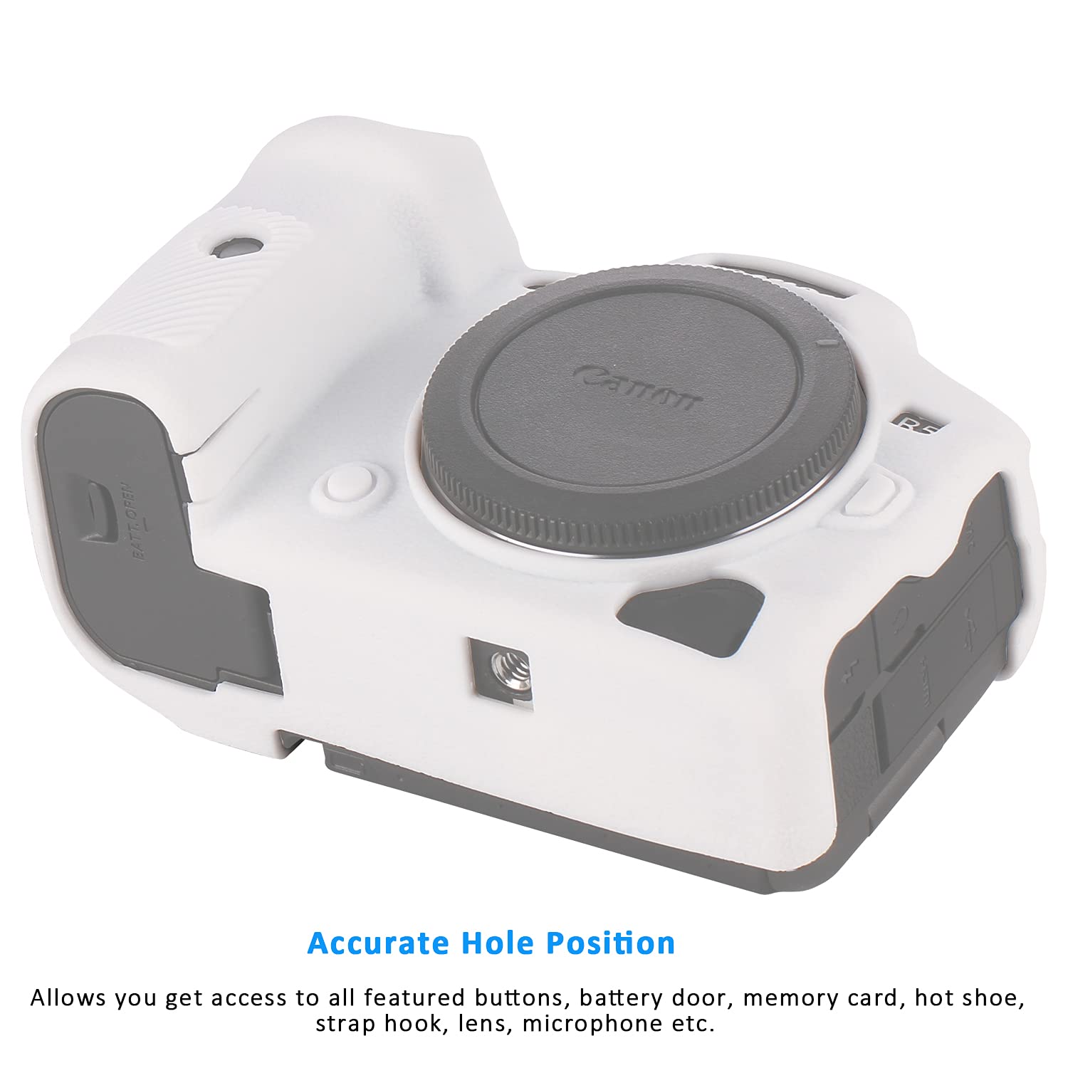 Canon EOS R5 Camera Case - Anti-Slip Soft Silicone Rubber Protective Cover with Snug Fit for Canon EOS R5/R6 - Shockproof Body Skin Protector Shell (White) - Perfect for Travel, Outdoor Photography & Daily Protection