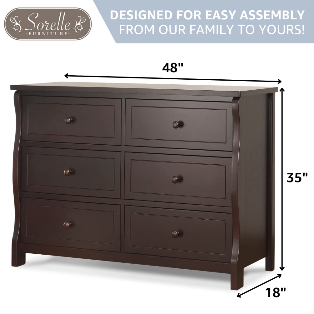 Sorelle Princeton Baby Dresser - Espresso Nursery Dresser with Drawers for Kids Bedroom, Infant Room Storage & Organization | Perfect for Baby Clothes, Diapers, and Nursery Essentials