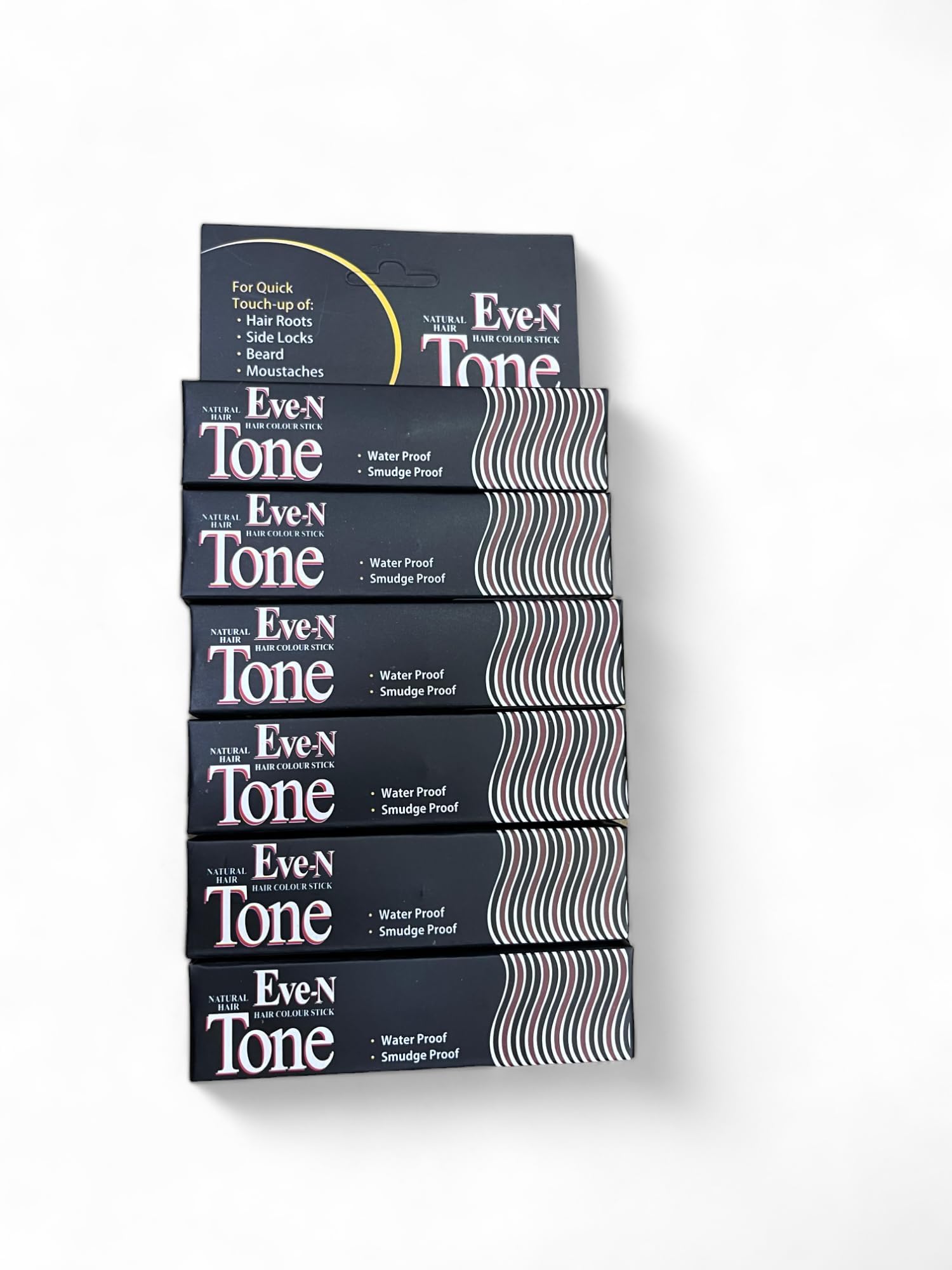 Eve-N Tone Semi-Permanent Hair Dye Stick - Black (7g, Pack of 6) | Easy Root Touch-Up & Gray Coverage | For Home Use & Salon Styling