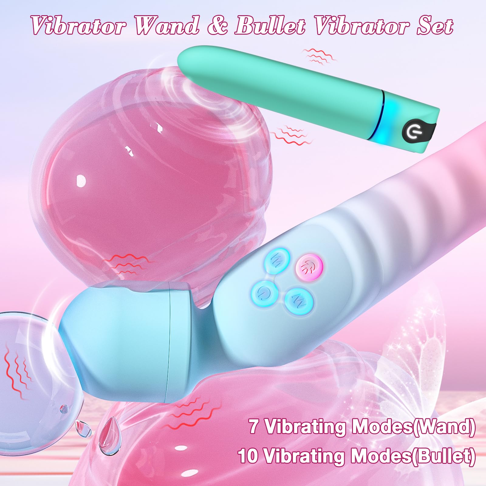 G Spot Vibrator Wand & Bullet Vibrator Set - 7 Speed Waterproof Rechargeable Clitoral Stimulator for Women, Couples & Solo Play - Perfect for Bedroom Fun, Romantic Nights & Self-Care Moments