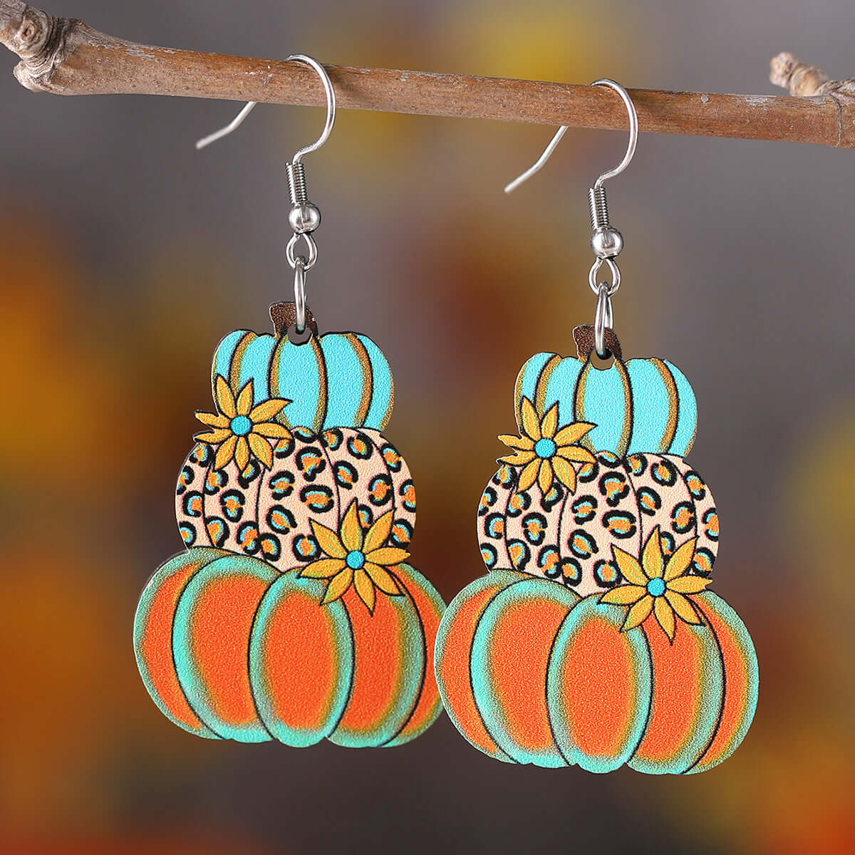 Polka Dot Pumpkin Fall Thanksgiving Woven Drop Earrings for Women | HE3225 | Perfect for Autumn Parties, Thanksgiving Gatherings & Holiday Festivities
