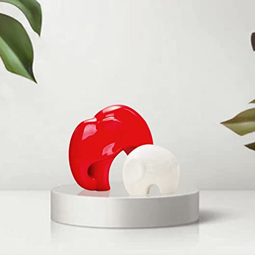 Elephant Mother Child - Red and White