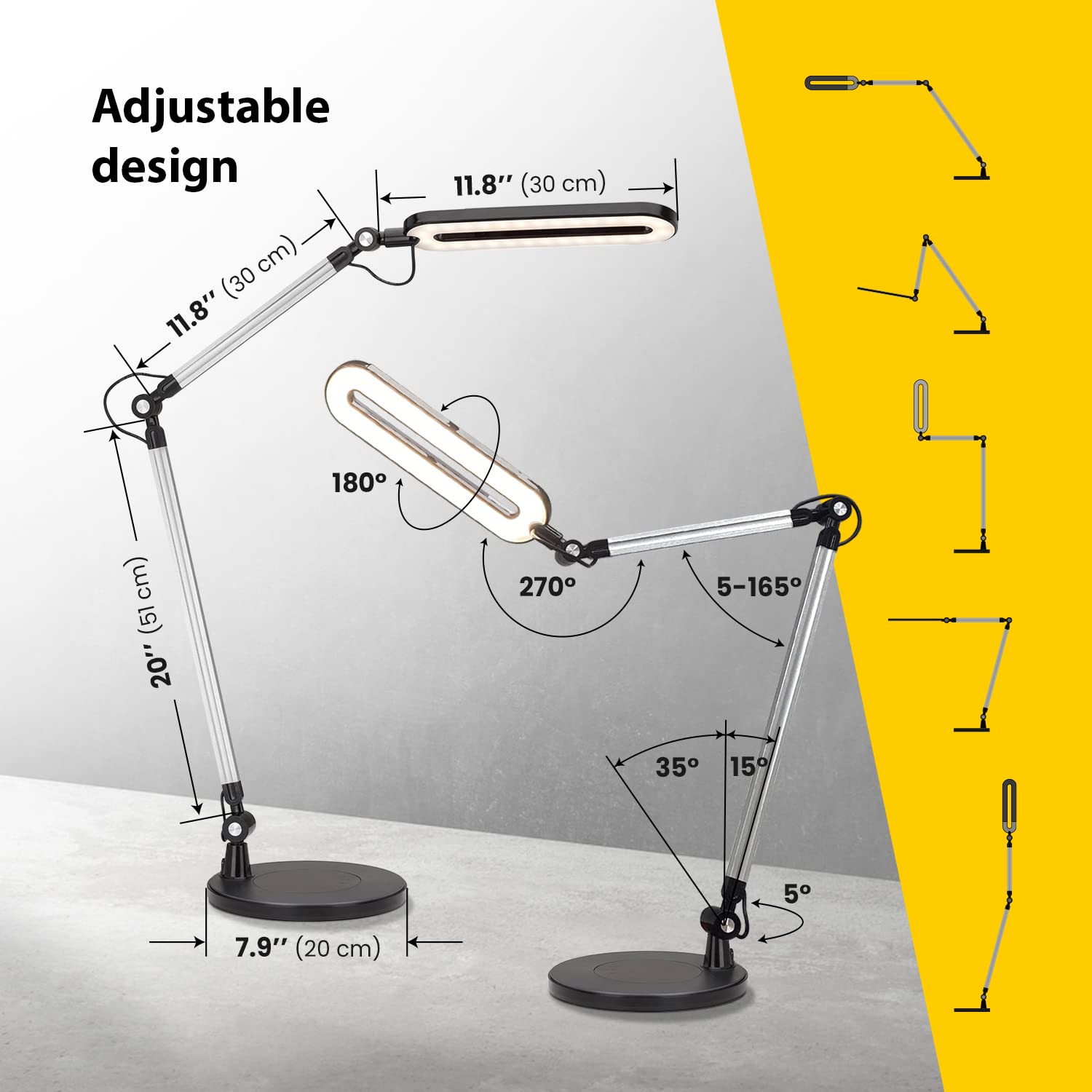 OTUS LED Desk Lamp with Wireless Charger - 3 Color & 12 Brightness Modes, Adjustable Swing Arm Architect Task Light for Home Office, Study, Reading, Video Calls - Perfect for Working, Drafting & Nighttime Use
