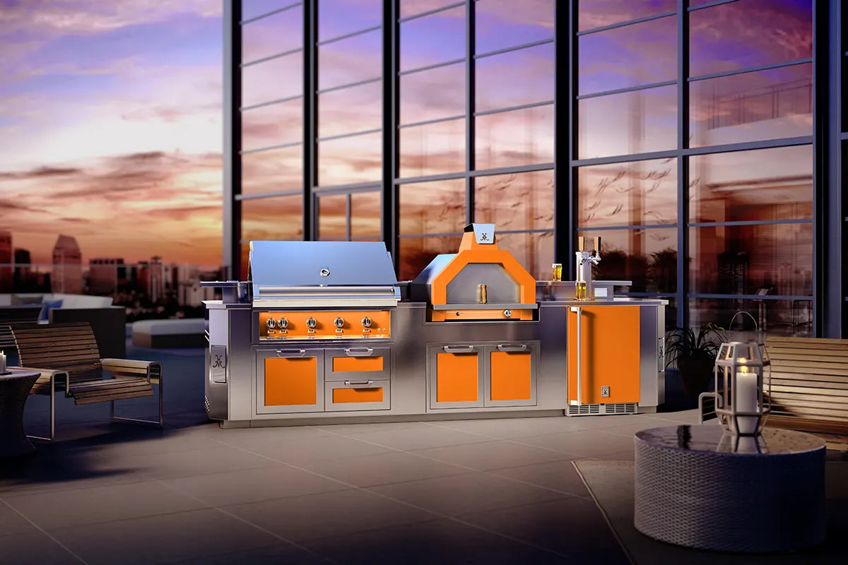 Hestan GESC12 12 Ft. GE Series Kitchen Island with Pizza Oven Cutout - Perfect for Outdoor Cooking & Entertaining