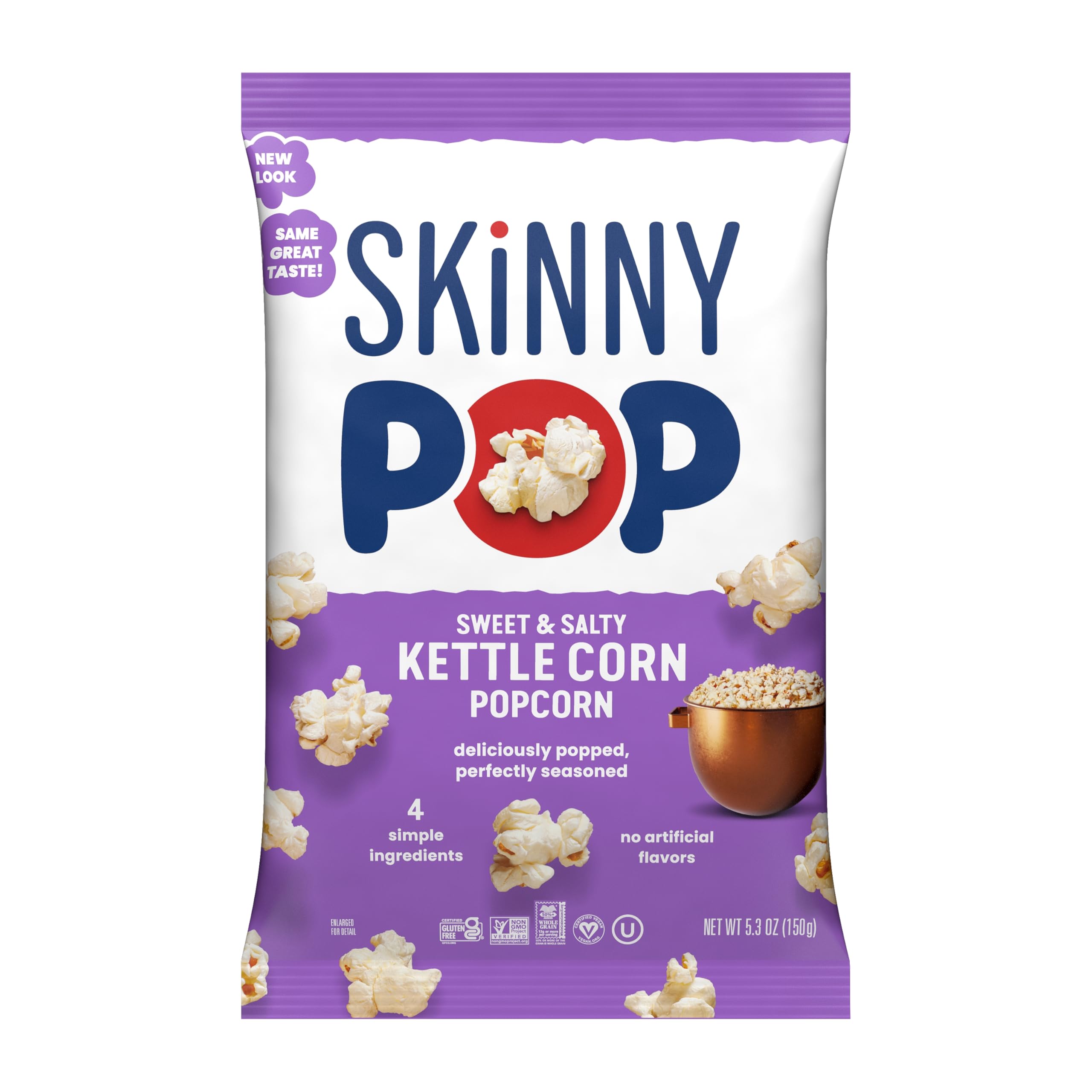 SkinnyPop Sweet & Salty Kettle Popcorn - Gluten Free & Non-GMO Healthy Snacks (12 Pack) for Movie Nights & Parties