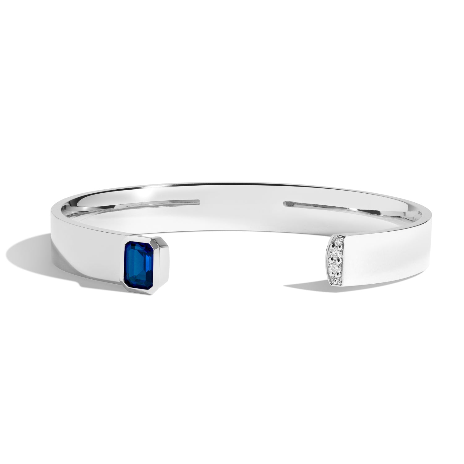 Emerald Cut Cuff Bracelet with Pavé Diamonds - Elegant Jewelry for Women, Perfect for Weddings, Parties & Special Occasions