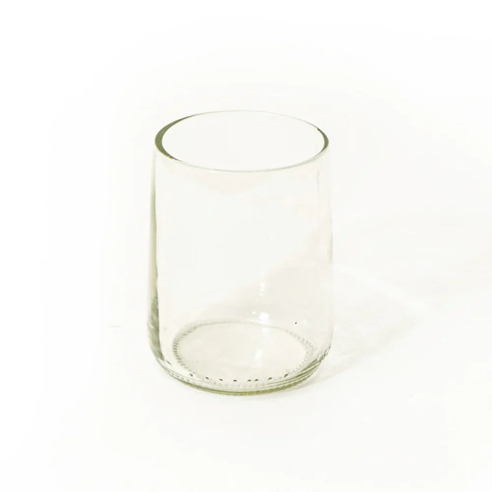 Eco-Friendly Reclaimed Clear Glass Bottle Set of 4 - Perfect for Water, Juice & Cocktails | Sustainable Drinking Glasses for Home Bar, Restaurant & Party Use