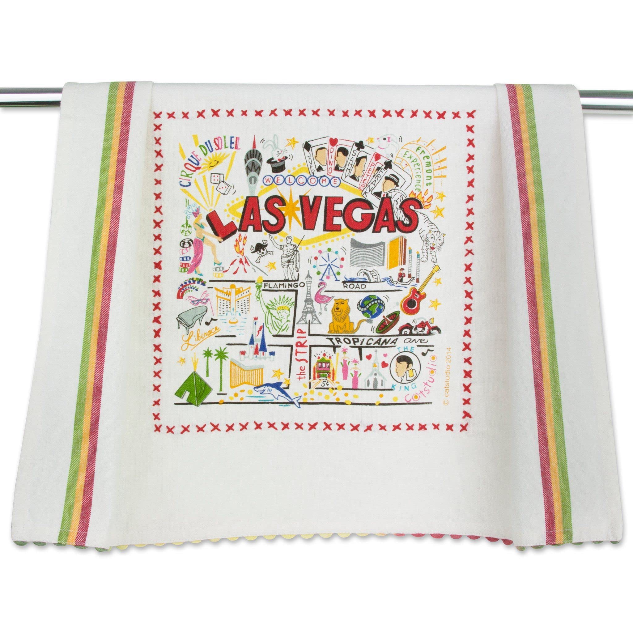 Catstudio Las Vegas Dish & Hand Towel Set - Absorbent Cotton Kitchen, Bar & Bath Towels for Drying Dishes & Hands | Perfect for Home, Restaurant & RV Use
