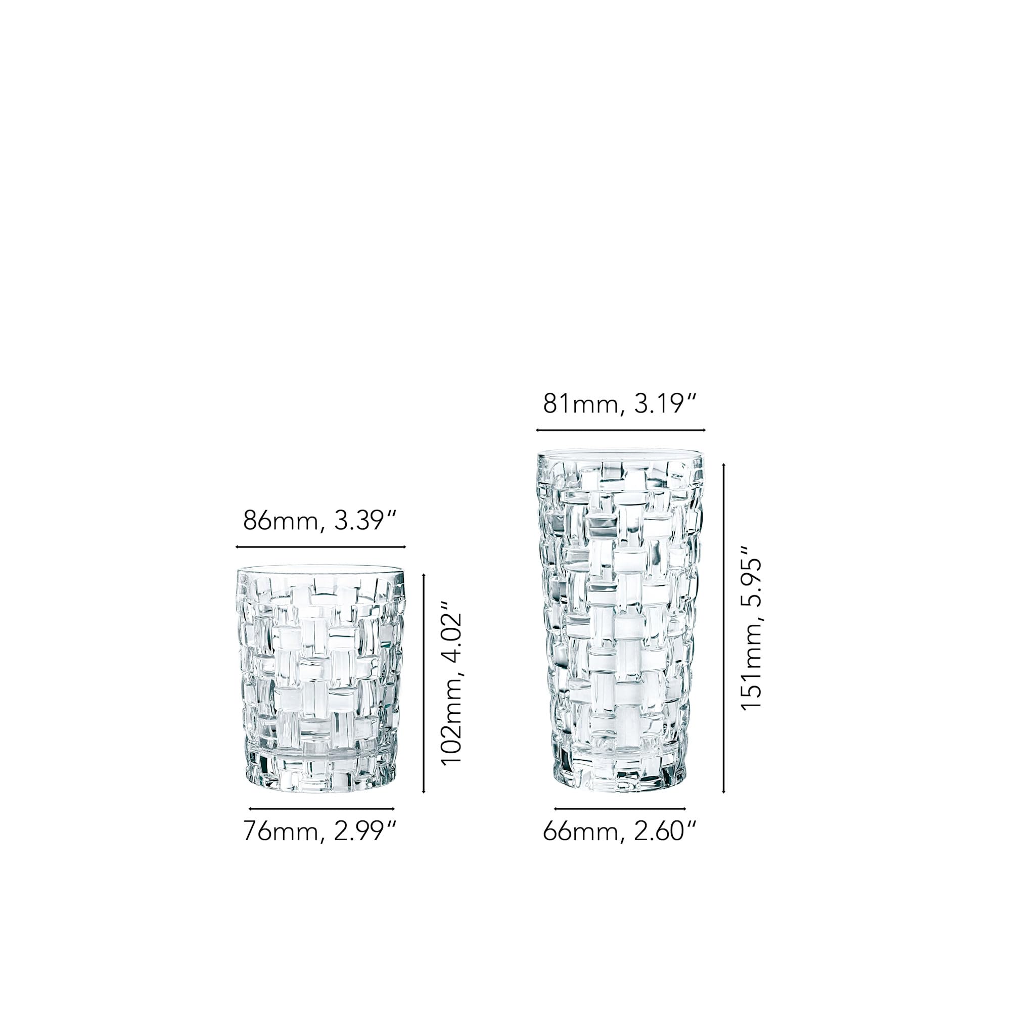 Nachtmann Spiegelau Bossa Nova 12-Piece Crystal Glass Set - Highball & Lowball Glasses with Elegant Basketweave Design | Dishwasher Safe Barware for Cocktails, Whiskey & Entertaining | Perfect for Home Bars, Restaurants & Dinner Parties