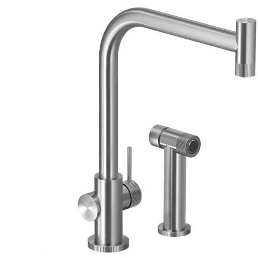 Hamat KNSH 2000 BSS Brushed Stainless Steel Single Handle Kitchen Faucet with Pull Down Sprayer - Modern Design for Easy Cooking and Dishwashing