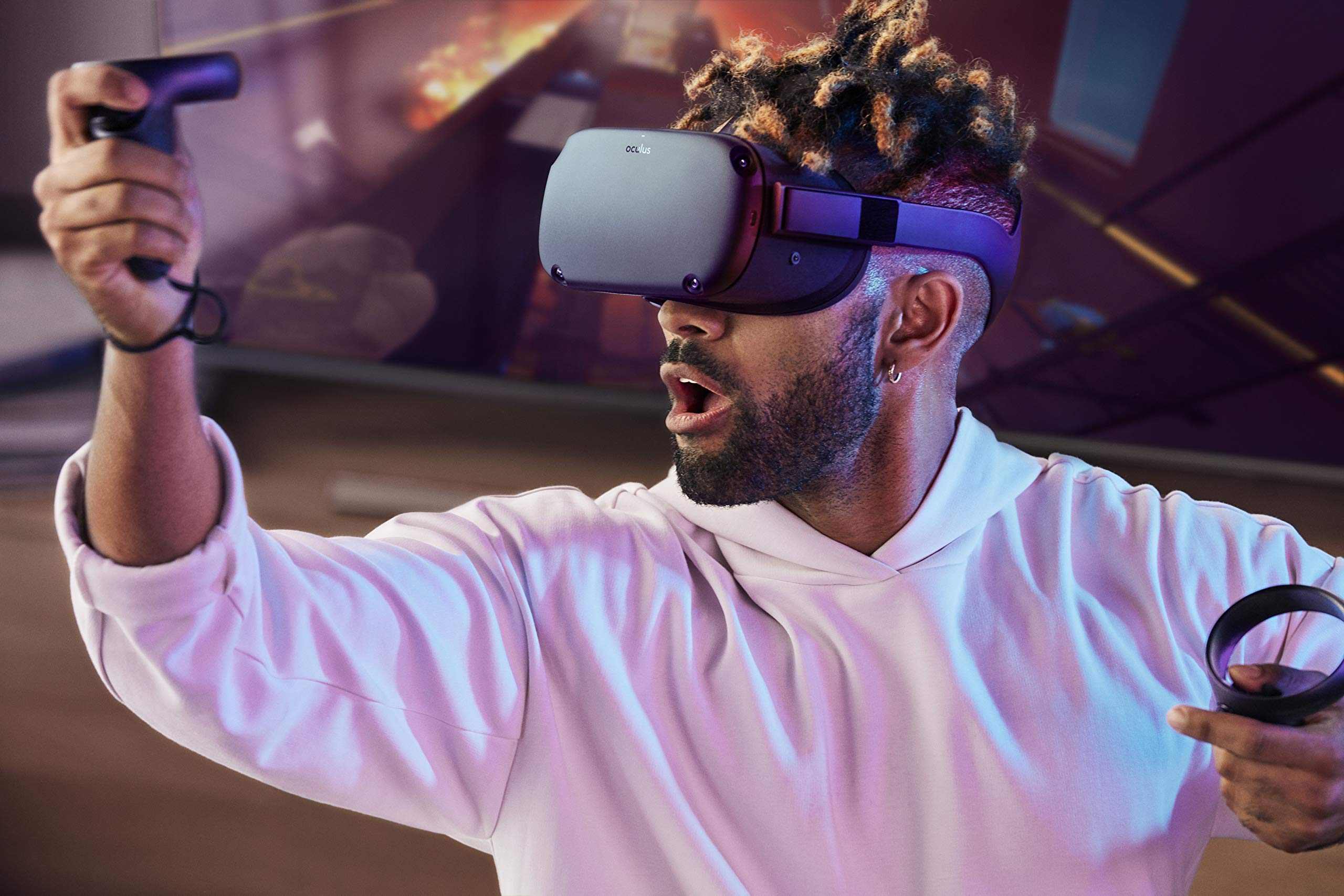 Oculus Quest All-in-One VR Gaming Headset 128GB - Black (Renewed) | Wireless Virtual Reality Headset for PC & Mobile Gaming, Fitness, Social VR & Immersive Experiences