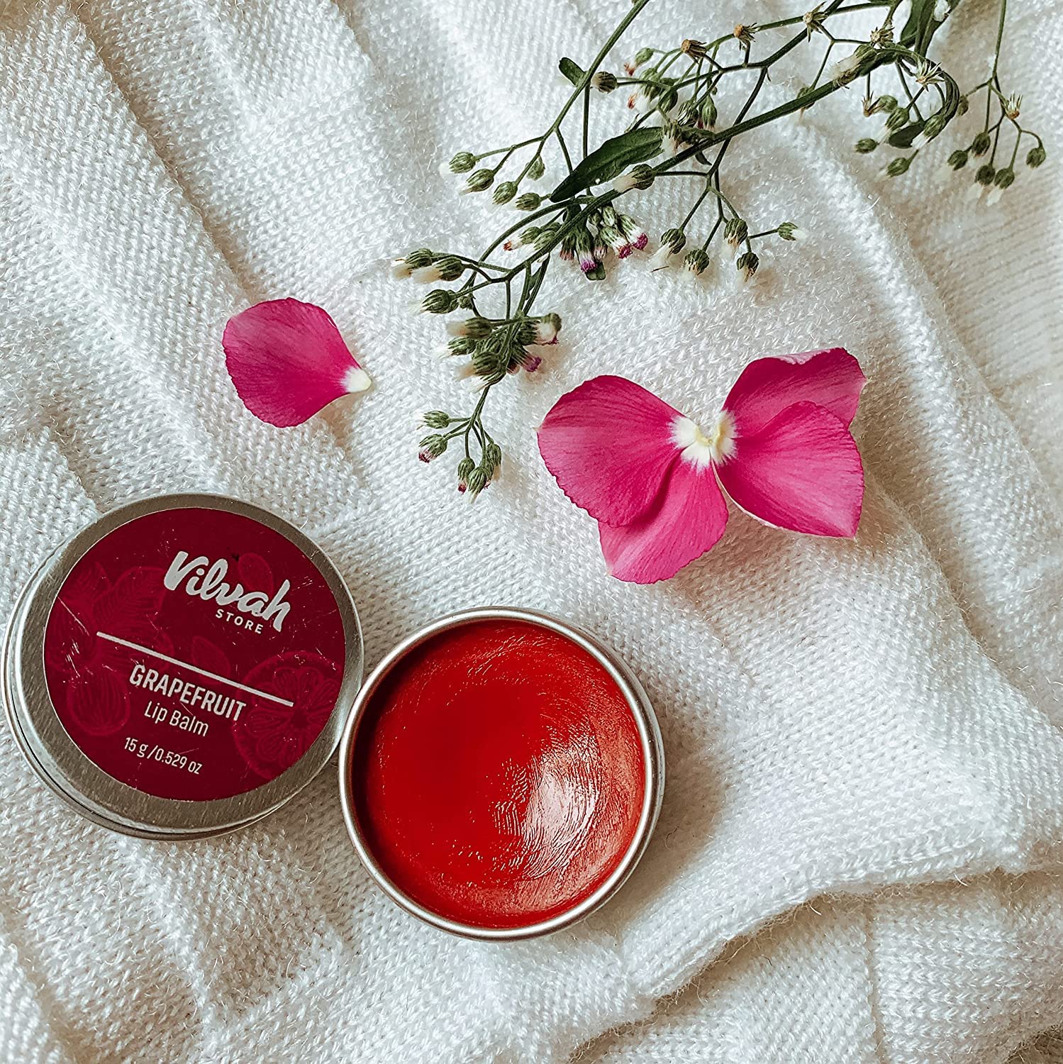 Natural Grapefruit Lip Balm for Dry, Chapped & Damaged Lips - Moisturizing Treatment with Shea Butter, Beeswax & Essential Oils - Lightens Dark Lips - 15g Vegan Lip Care - Perfect for Winter, Travel & Daily Hydration