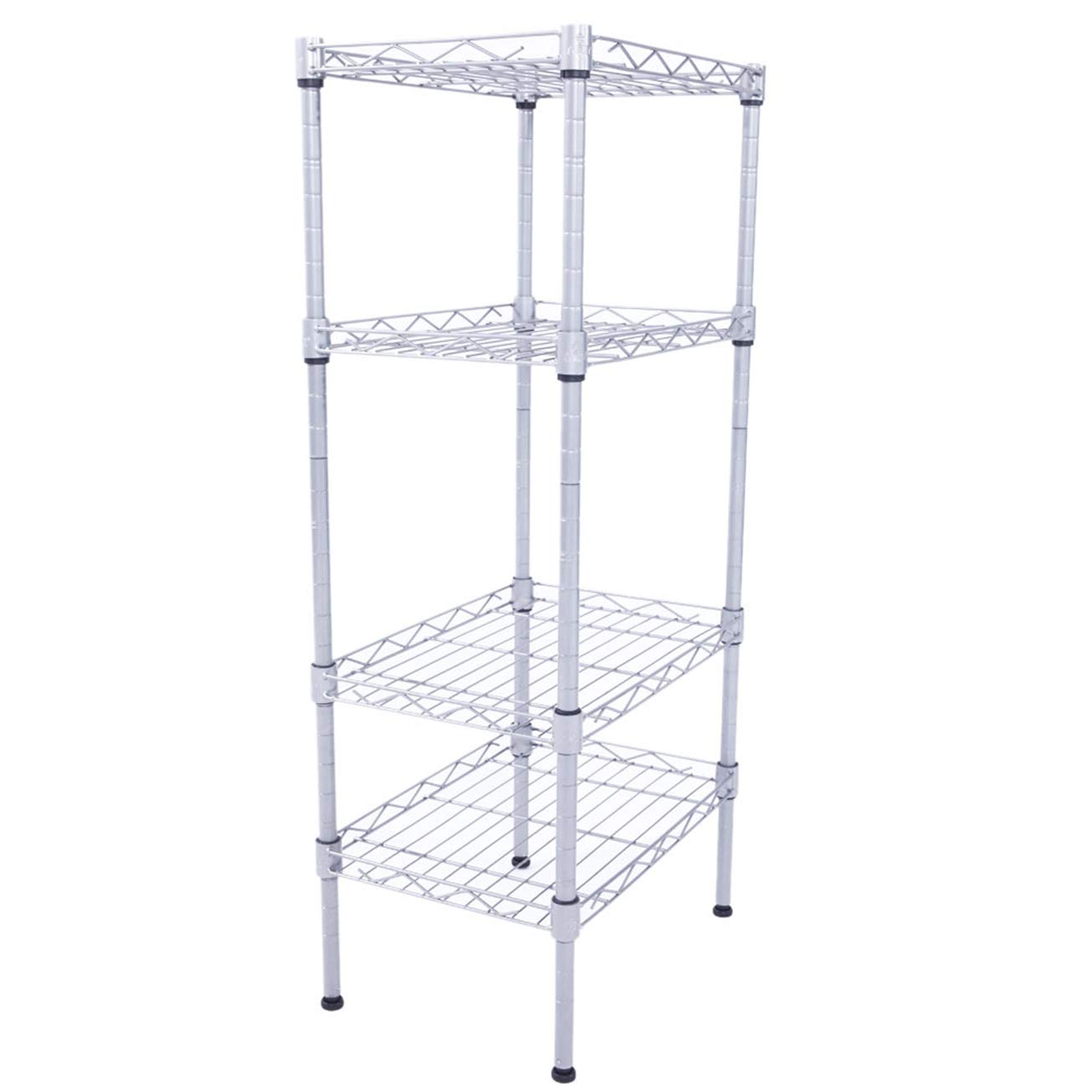 4-Tier Rectangle Carbon Steel Storage Rack - Silver Gray Heavy Duty Utility Shelf Organizer for Kitchen, Bathroom, Living Room | Space-Saving Solution for Pantry Organization, Garage Storage & Closet Shelving by MITPATY