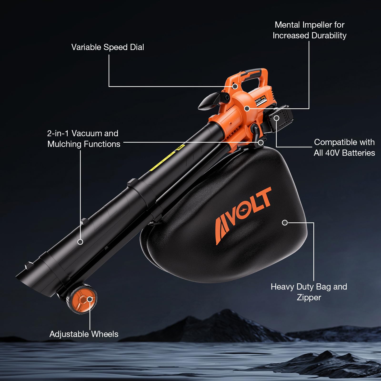 AIVOLT 40V Cordless Leaf Blower Vacuum Mulcher - 600CFM 150MPH 3-in-1 Battery Powered Leaf Blower with 4.0Ah Battery & Charger - Perfect for Lawn Care, Yard Cleaning, and Leaf Removal