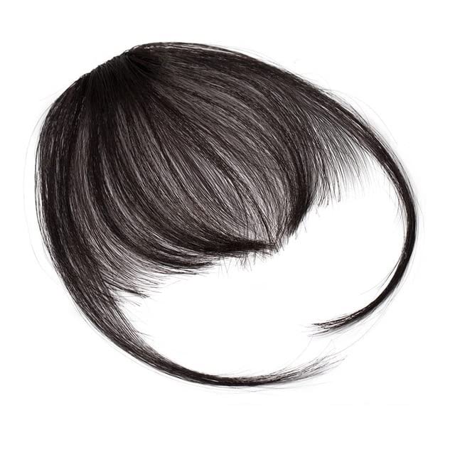D-DIVINE HAIR 3D Air Forehead Front Hair Bangs with Temples - Synthetic Remy Clip-in Hair Extensions for Women | Natural Fringe Hairpiece | Brown | Perfect for Daily Wear, Cosplay & Hairstyling