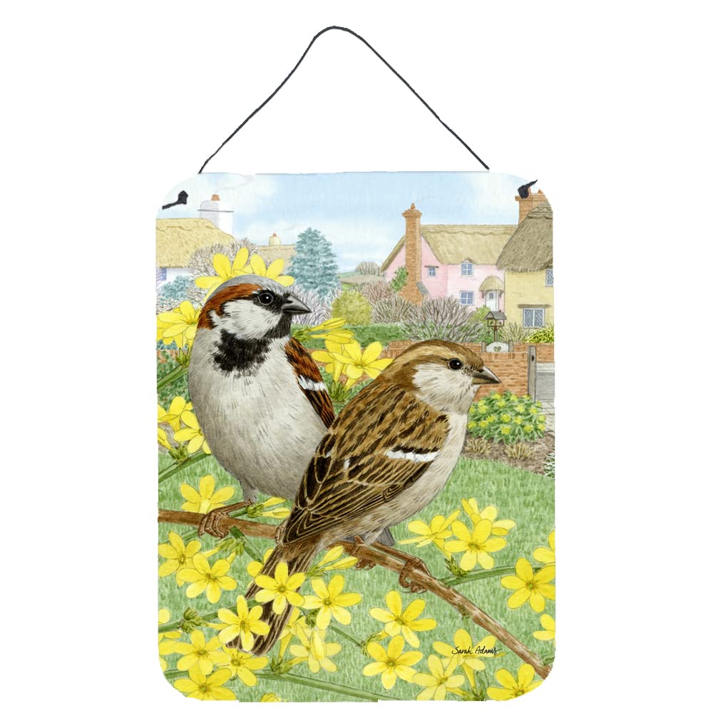 Caroline's Treasures ASA2091DS1216 Vintage House Sparrows Wall Art - 12x16 Inch Aluminum Metal Sign for Kitchen, Bar, Bathroom & Front Door Decor - Colorful Home Plaque for Farmhouse, Rustic & Cottage Style Interiors
