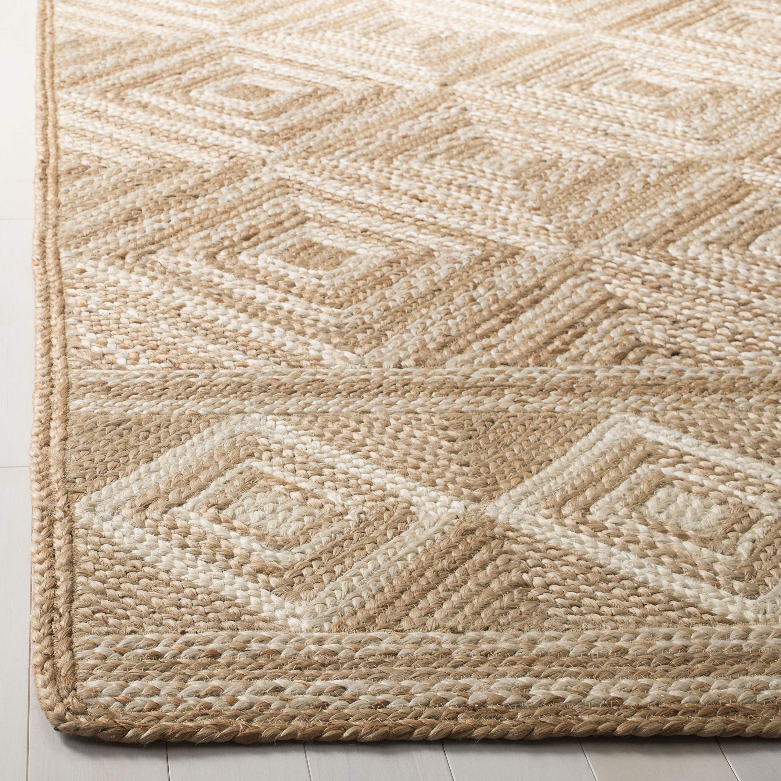 SAFAVIEH Natural Fiber Collection Handmade Jute Area Rug - 6' x 9' Natural & Ivory, Eco-Friendly Floor Mat for High Traffic Living Room, Bedroom, Dining Room (NF880B) | Perfect for Boho Decor & Cozy Home Atmosphere