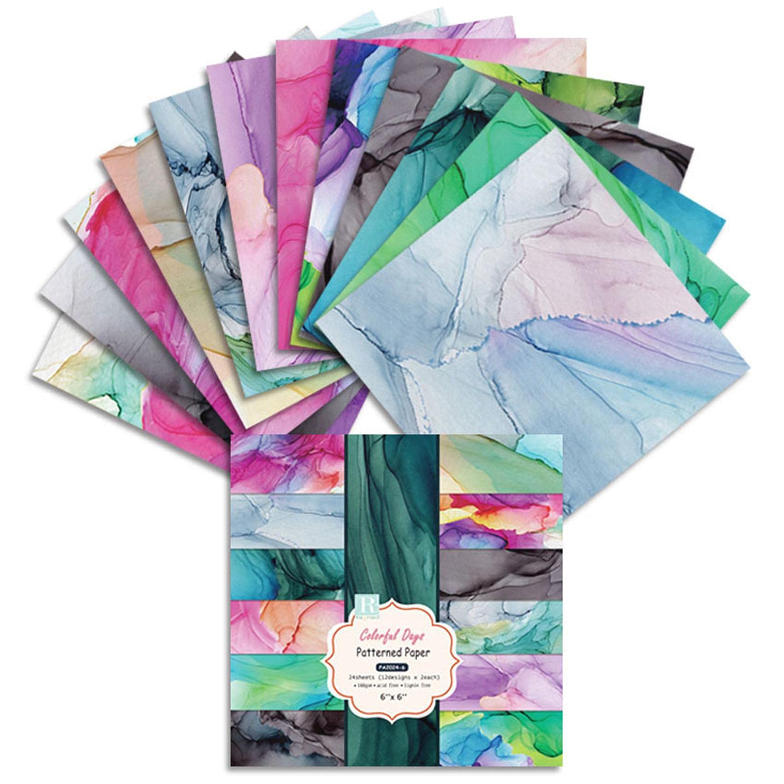 24-Pack Scrapbook Paper Sheets 6x6 Inch - DIY Journaling, Scrapbooking Supplies for Writing, Drawing & Crafting - Perfect for Travel Journals, Card Making, Photo Albums & Scrapbooking Projects
