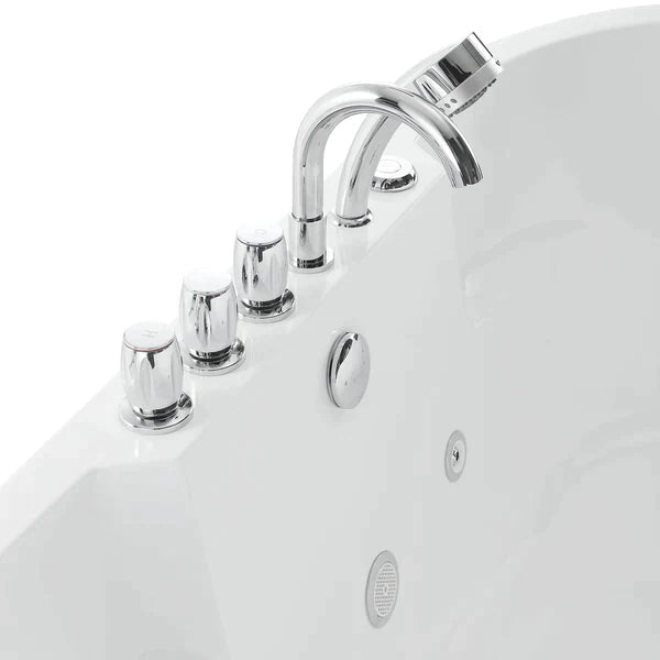 Empava 67 Inch Freestanding Jetted Bathtub - White Acrylic Soaking Tub with Massage Jets (Model 67AIS17) | Perfect for Luxury Bathrooms, Spa Relaxation & Modern Home Decor