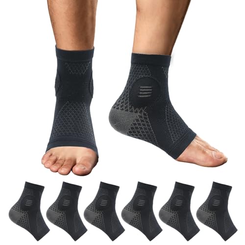 3 Pairs Plantar Fasciitis Socks for Pain Relief - Neuropathy & Compression Socks with Arch Support - Toeless Ankle Sleeves for Heel Spurs, Foot Swelling & Fatigue - Ideal for Running, Hiking & Daily Comfort (Large, Black)