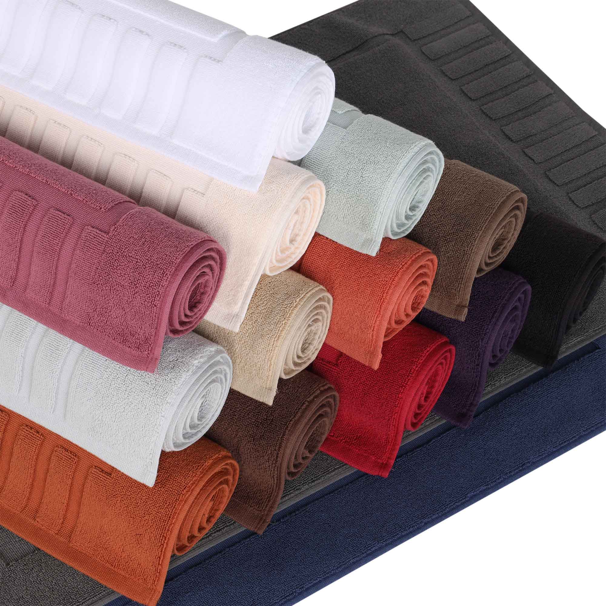 Premium Cotton Modern Geometric Border Absorbent Bath Mat Set of 2 - Non-Slip Soft Bathroom Rug for Bathroom Floor, Shower, Vanity Area - Home Decor Essentials