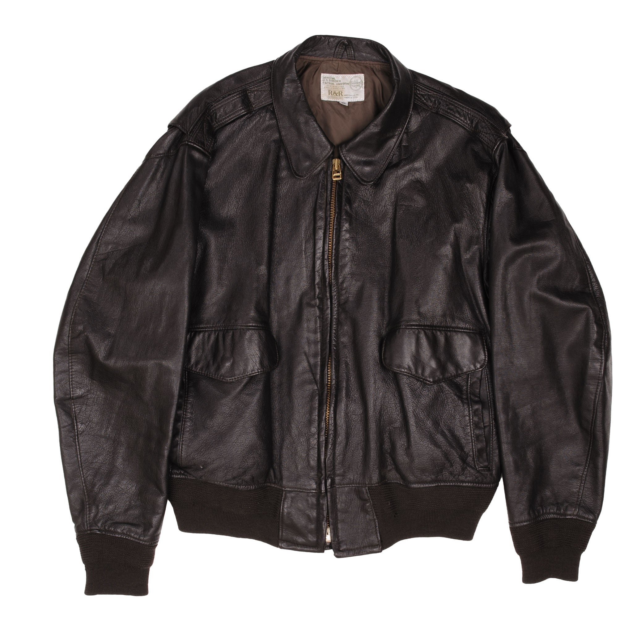 Vintage 1970s US Border Patrol Leather Jacket - Size 46 | Authentic Retro Uniform Coat for Men | Perfect for Costume Parties, Historical Reenactments & Collector's Display