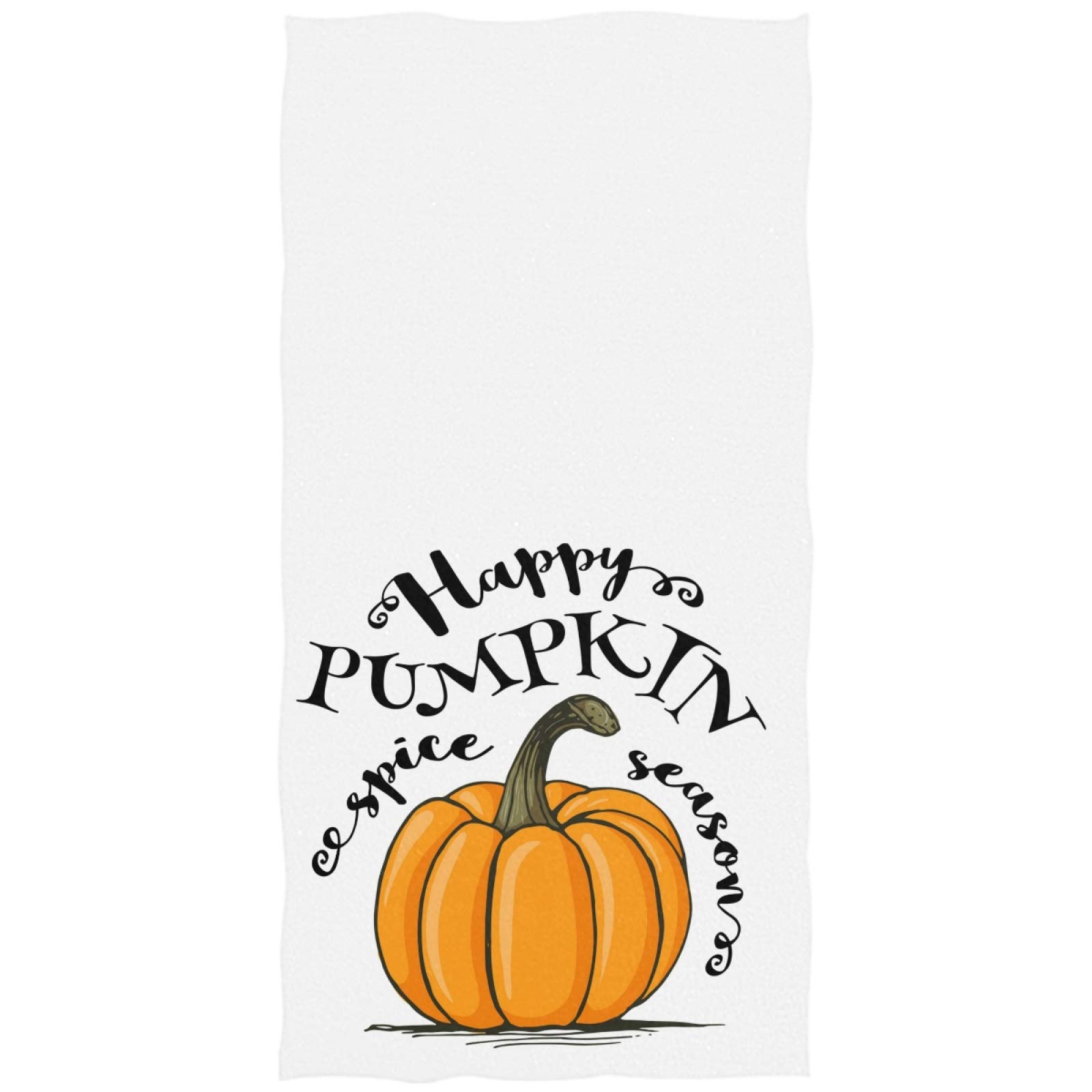 Soft Absorbent Pumpkin Bath Sheet 64x32 Inch - Rustic Happy Pumpkins Spice Season Bath Towel for Guest Bathroom, Fall Autumn Thanksgiving Decor | Perfect for Holiday Gifts, Spa Days & Cozy Home Decor