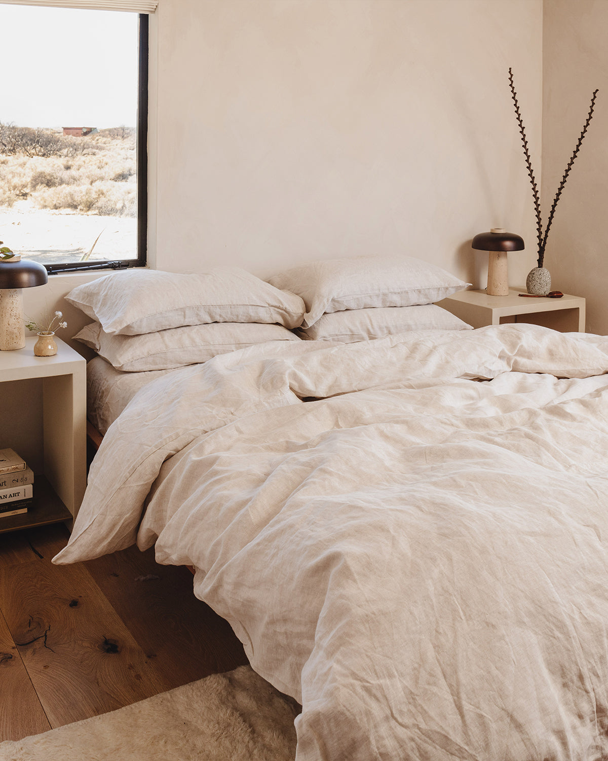100% French Flax Linen Duvet Cover Set - Organic Oatmeal Color - Breathable & Hypoallergenic Bedding for All Seasons - Perfect for Master Bedroom, Guest Room & Vacation Homes