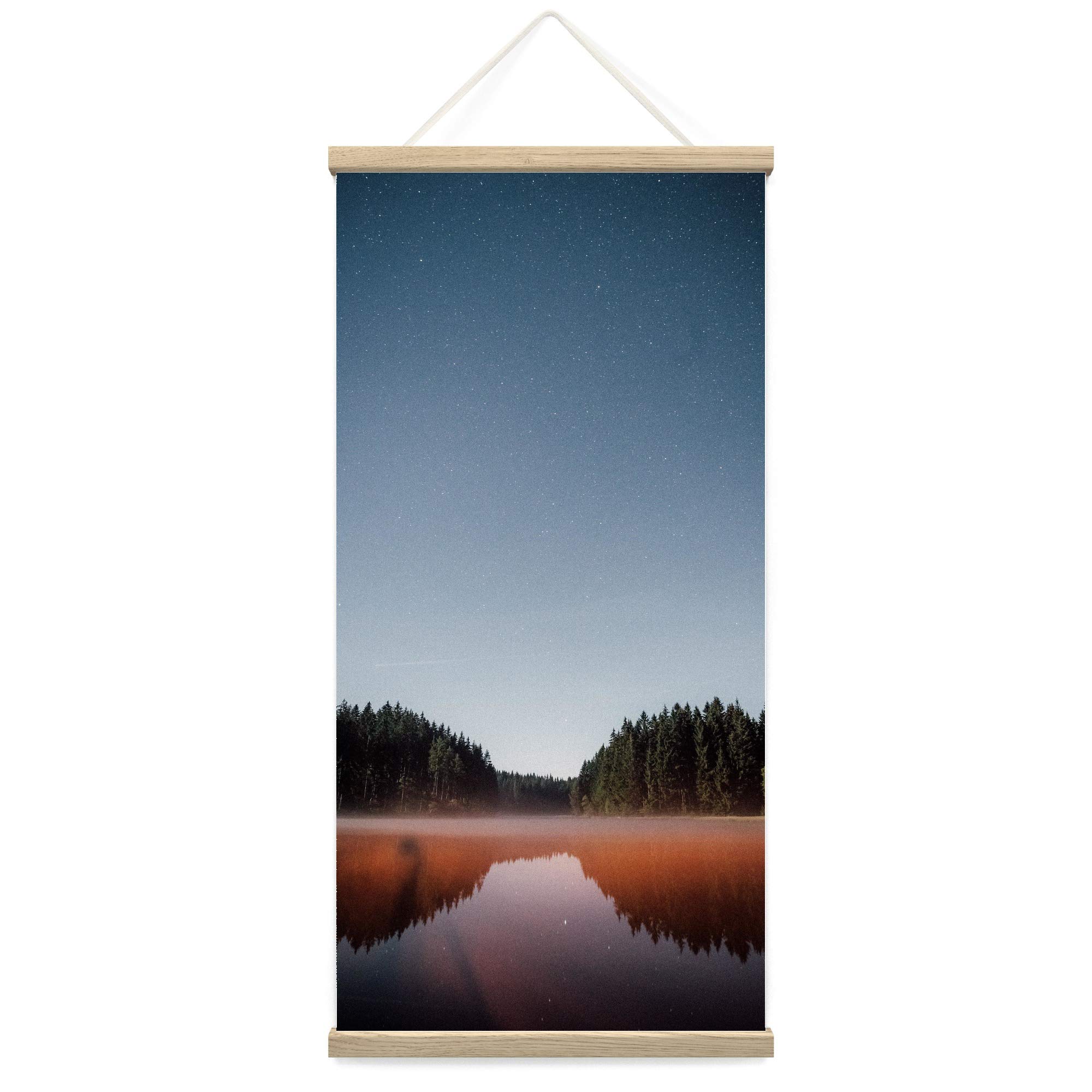 BestDeal Depot Hanging Poster - Nightfall Forest Bedroom Wall Art, Contemporary Dramatic Landscape Mountain Photography Print, Multicolor Poster for Living Room & Bedroom Decor - 18x36 Inches - Perfect for Home Office, Dorm Room, and Apartment Decor