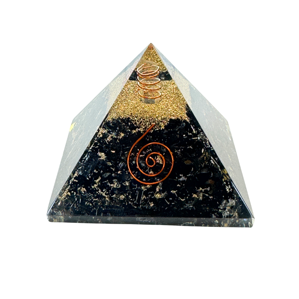 Black Tourmaline Orgonite Pyramid - Natural Healing Crystal for EMF Protection, Stress Relief & Positive Energy | Perfect for Home, Office & Meditation Space