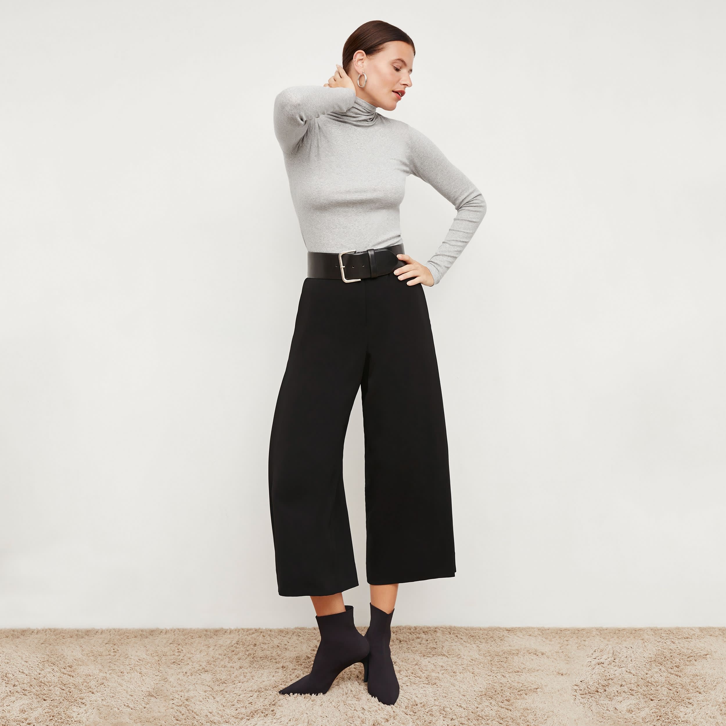 Eco-Friendly Soft Wave Culottes for Women - Comfortable & Stylish Black High Waist Palazzo Pants - Perfect for Casual Wear, Office & Travel