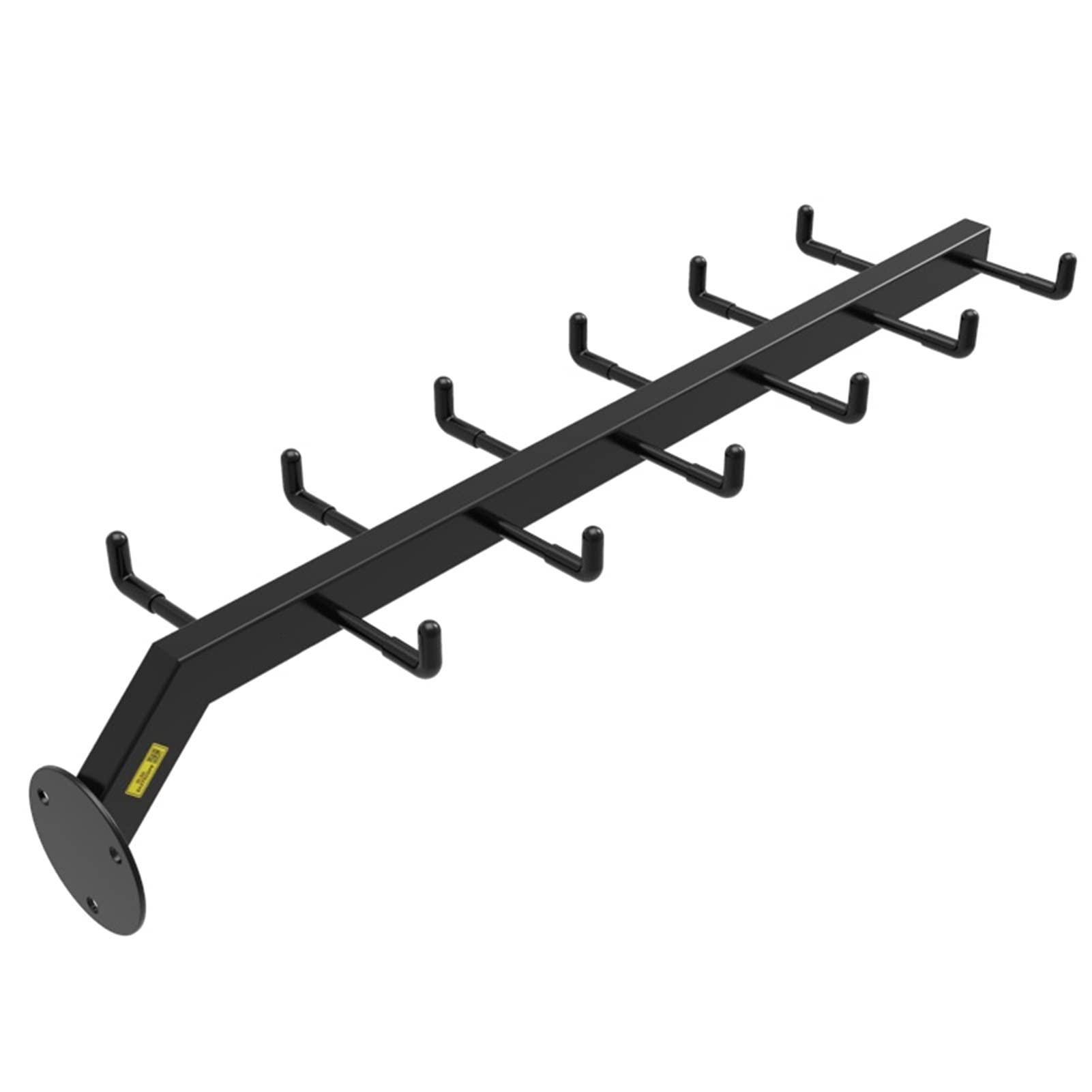 Double-Sided Wall Mount Yoga Mat Rack with 12 Hooks - Heavy Duty Metal Storage Organizer for Yoga Mats, Resistance Bands & Headbands - Space Saving Home Gym & Studio Equipment (Black)