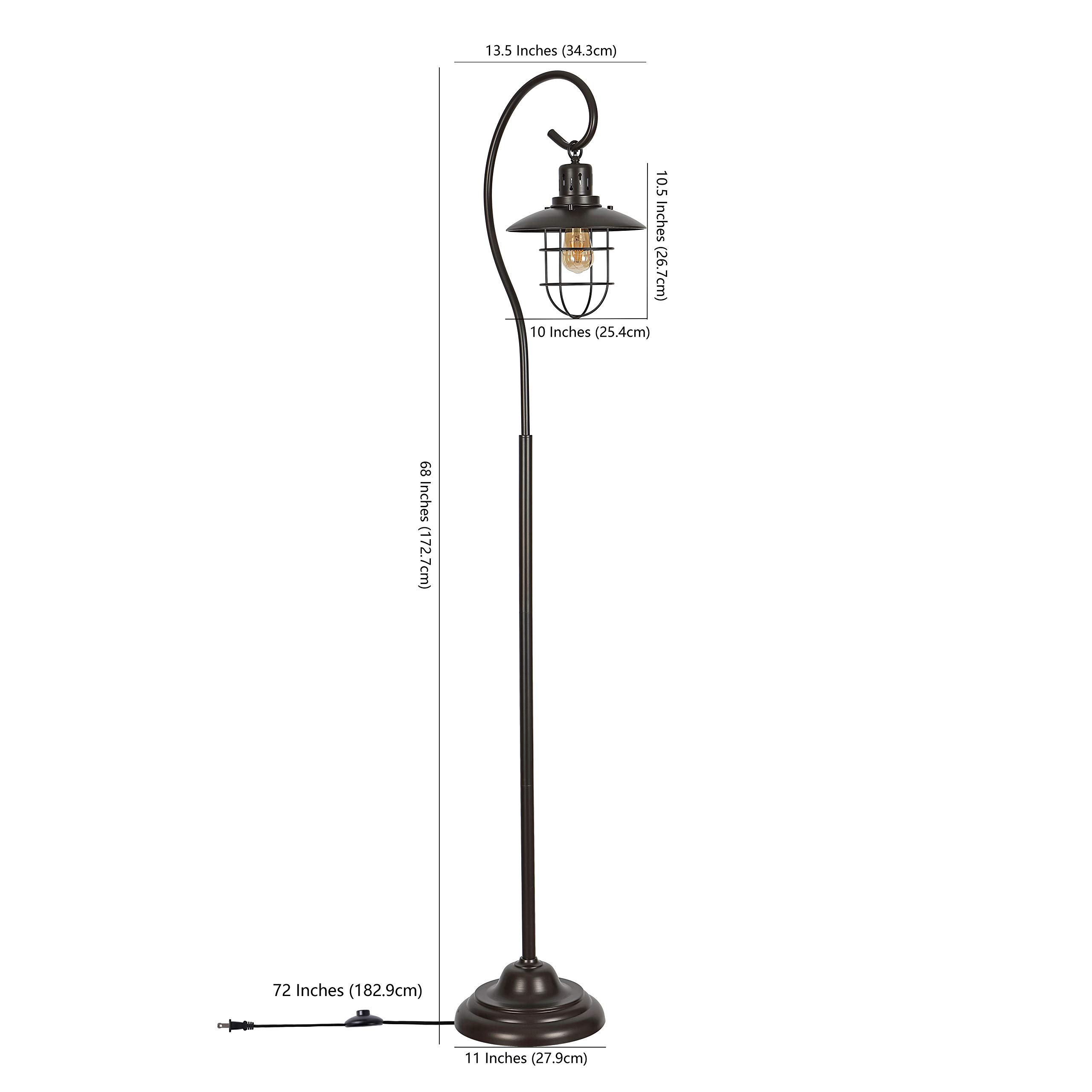 SAFAVIEH Archie 68-inch Black Iron Lantern Floor Lamp with LED Bulb - Modern Farmhouse Lighting for Living Room, Bedroom & Patio Decor