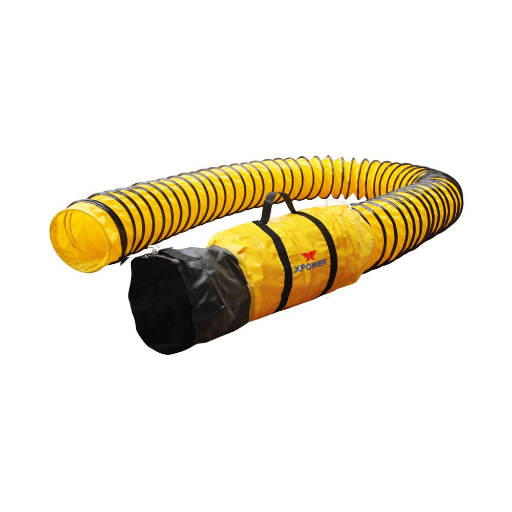 XPOWER 8 Inch Flexible PVC Duct Hose - 25ft Ventilation Ducting for Exhaust Fans, Blowers & HVAC Systems - Withstands -20°F to 180°F - Ideal for Home, Workshop & Commercial Ventilation