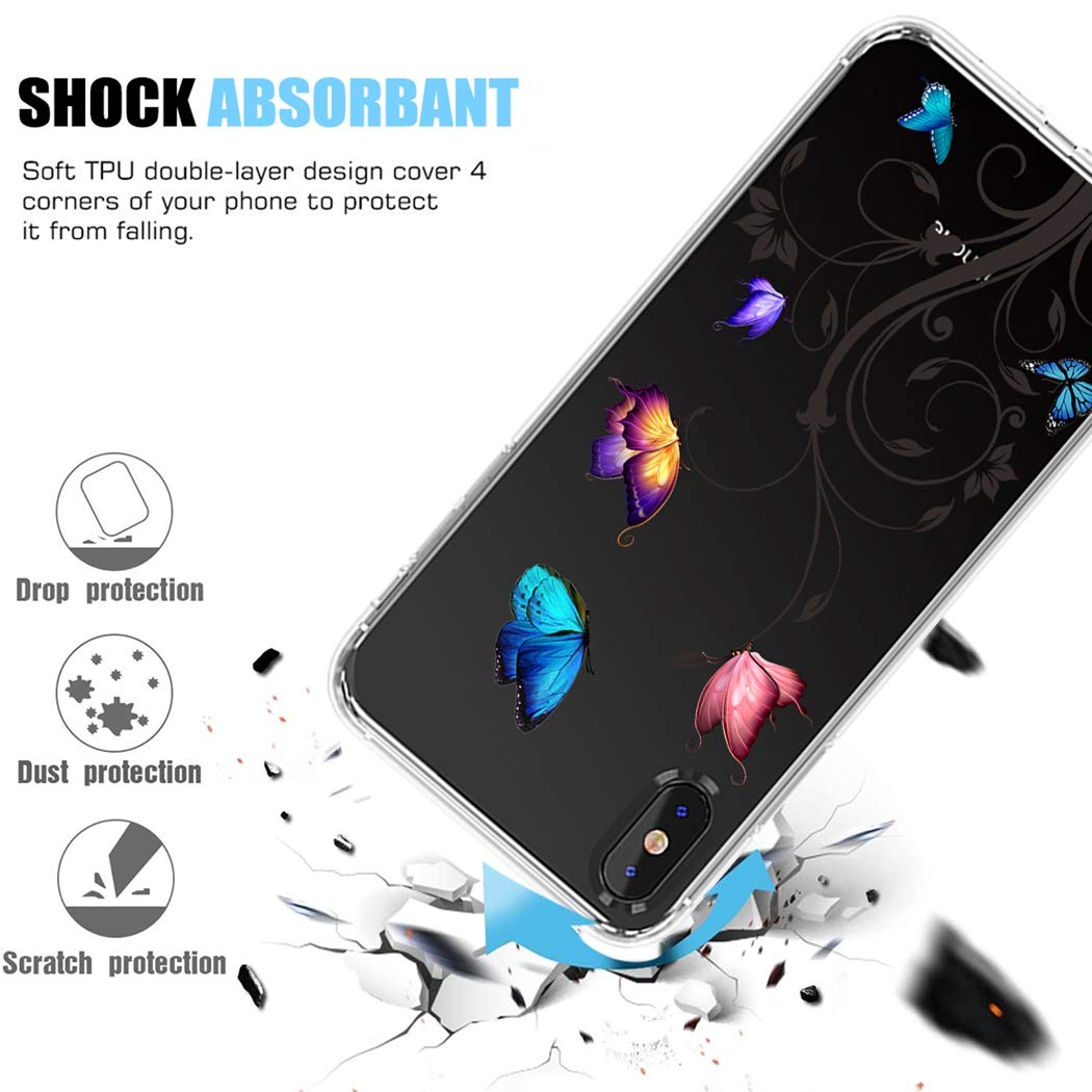 Premium Clear TPU Shockproof Protective Phone Case for iPhone Xs Max (6.5 inch) - Butterfly Design, Soft Transparent Cover for Women & Girls | Perfect for Everyday Use, Work, Travel & Outdoor Activities