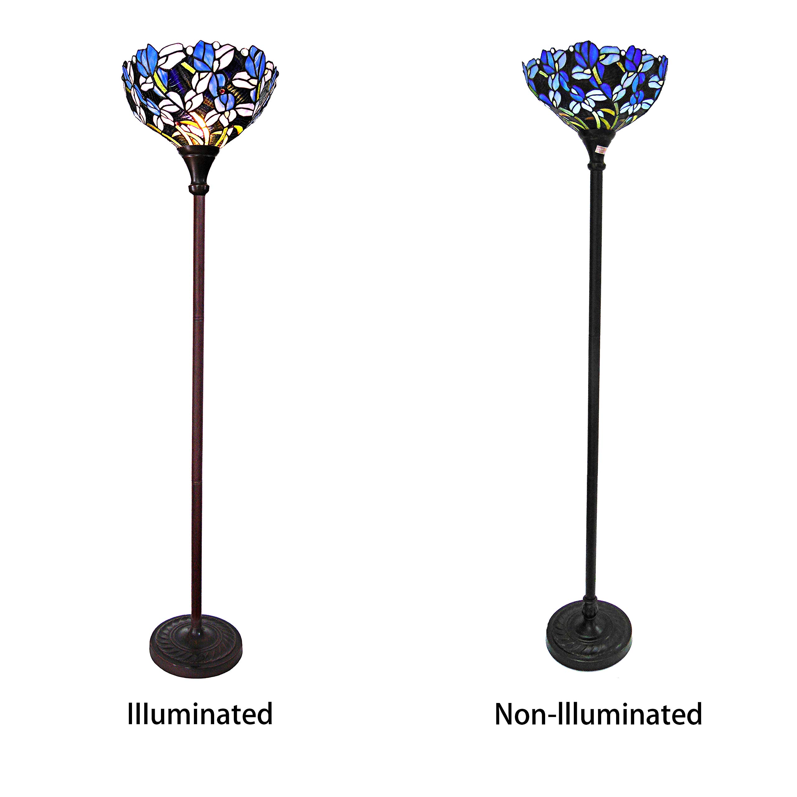 Tiffany-Style 1 Light Iris Torchiere Floor Lamp with 14.5