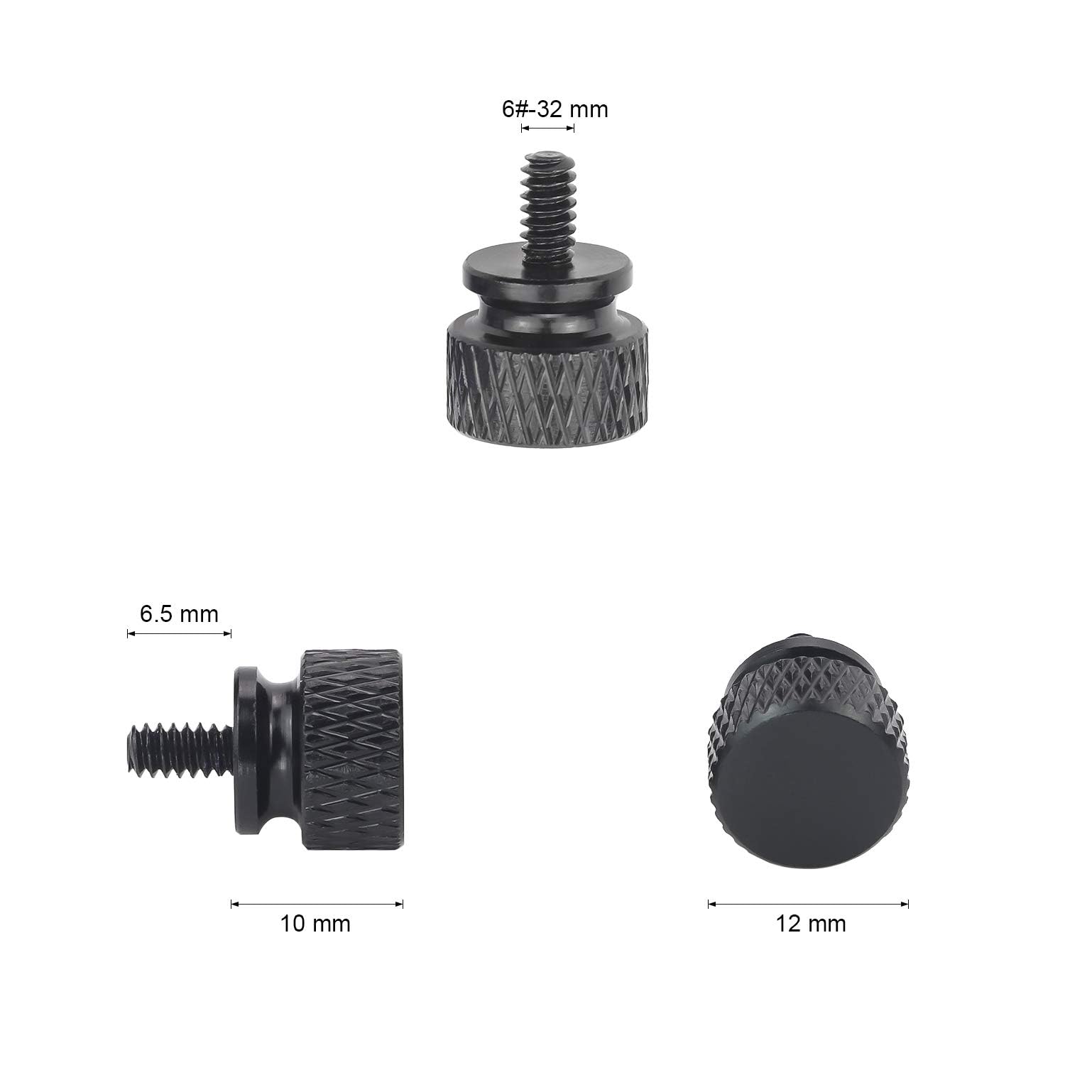 10PCS 6-32 Thread Black Thumb Screws for PC Computer Case & Power Supply - Easy Grip Hardware for DIY PC Builds & Upgrades