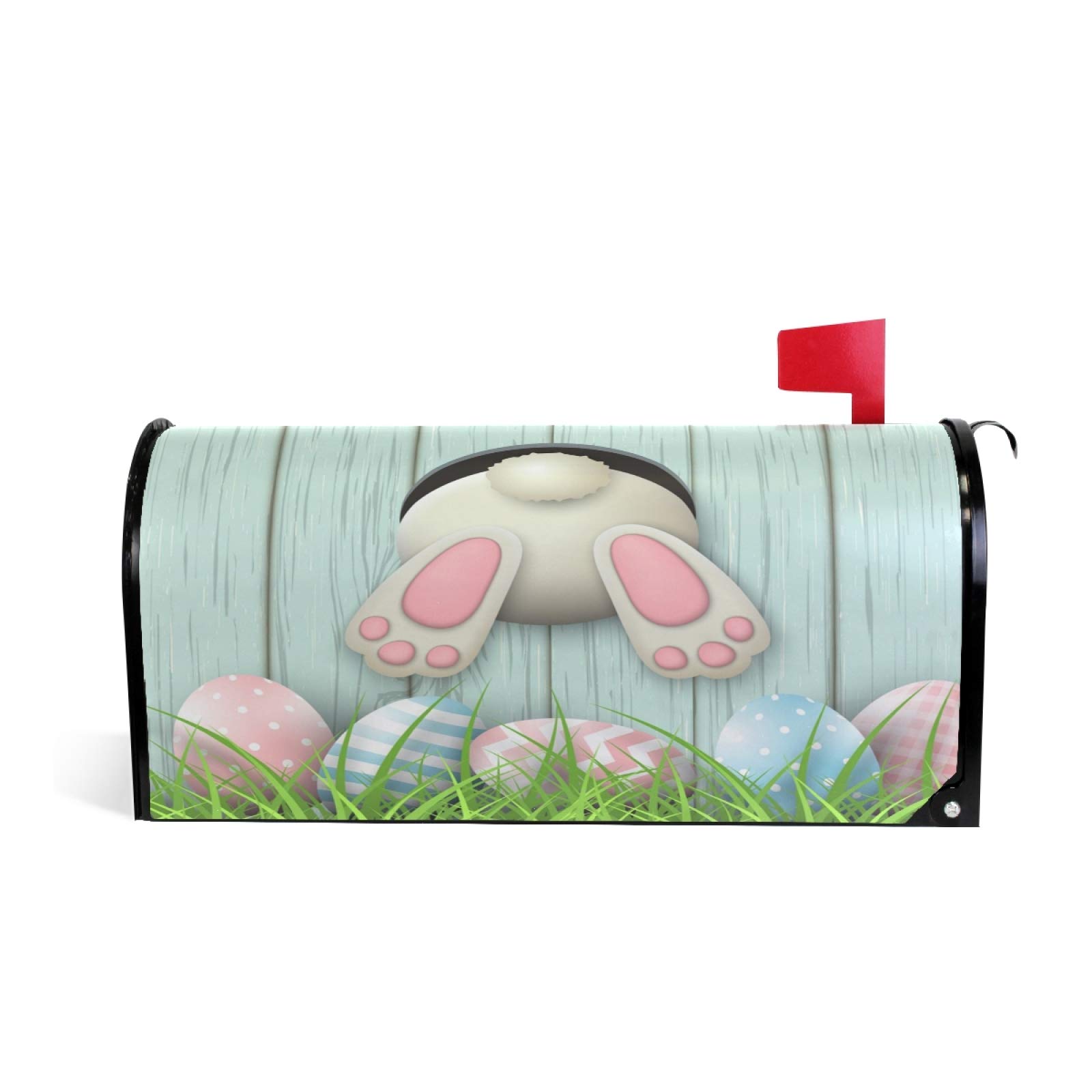 SUABO Easter Bunny Magnetic Mailbox Cover - Standard Size Holiday Decor for Easter Day, Spring & Outdoor Home Decoration