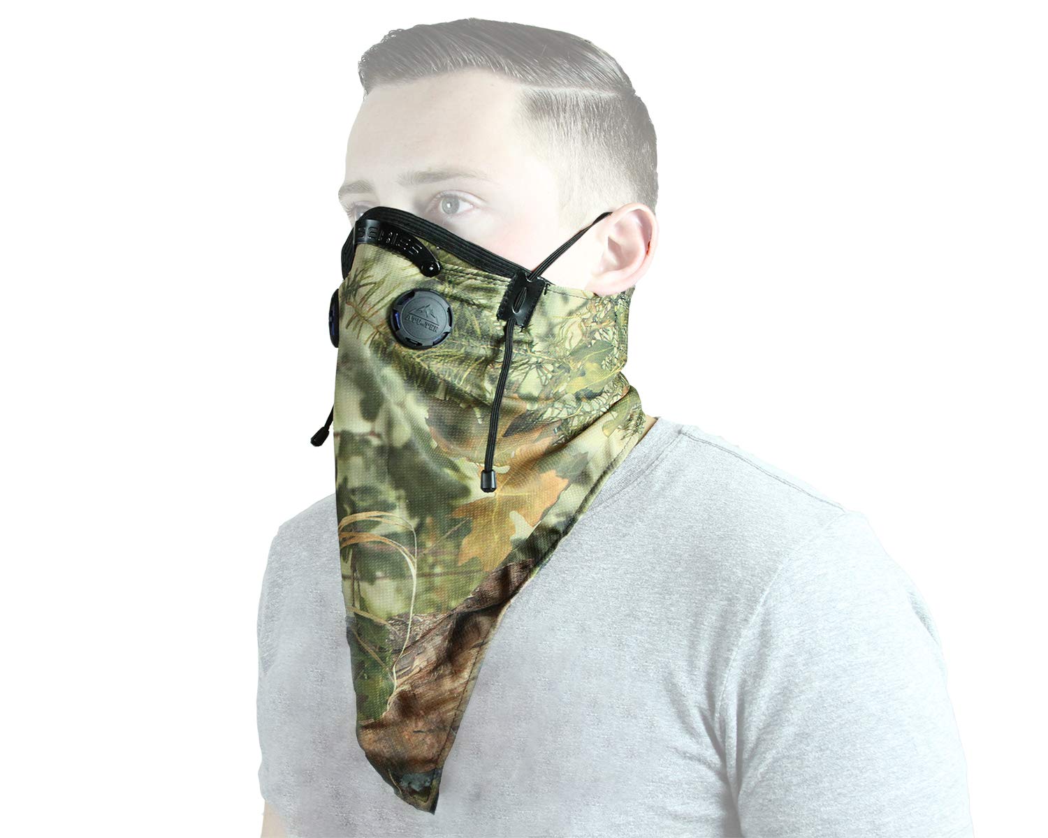 Camo Bandana Style Dust Mask with Adjustable Suspension Straps & 3D Nose Clip - Breathable Face Covering for Outdoor Activities, Cycling, Hiking & Work (20