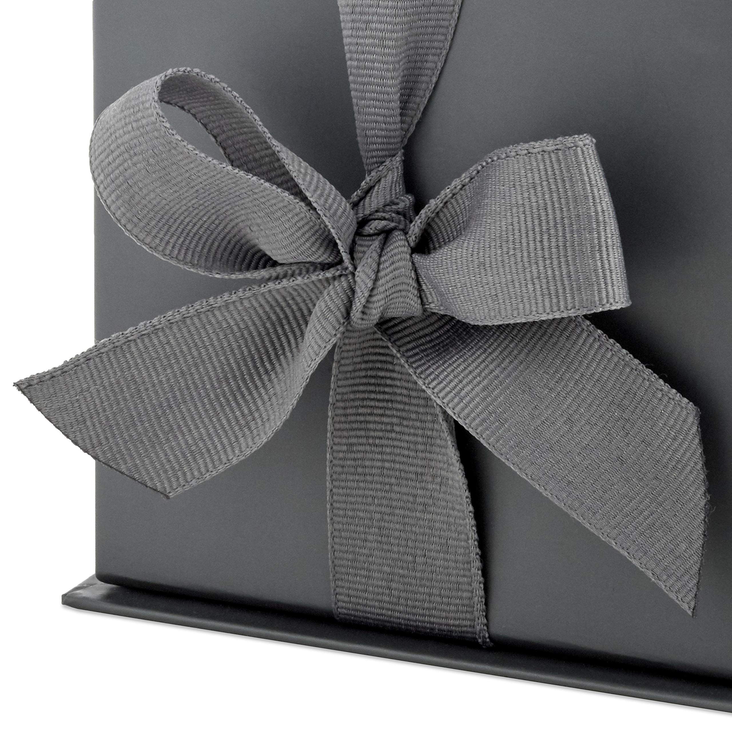 Hallmark Small Gray 4-Inch Gift Box with Bow & Shredded Paper Fill - Perfect for Weddings, Graduations, Birthdays, Father's Day & Groomsmen Gifts | Elegant Gift Packaging for All Occasions