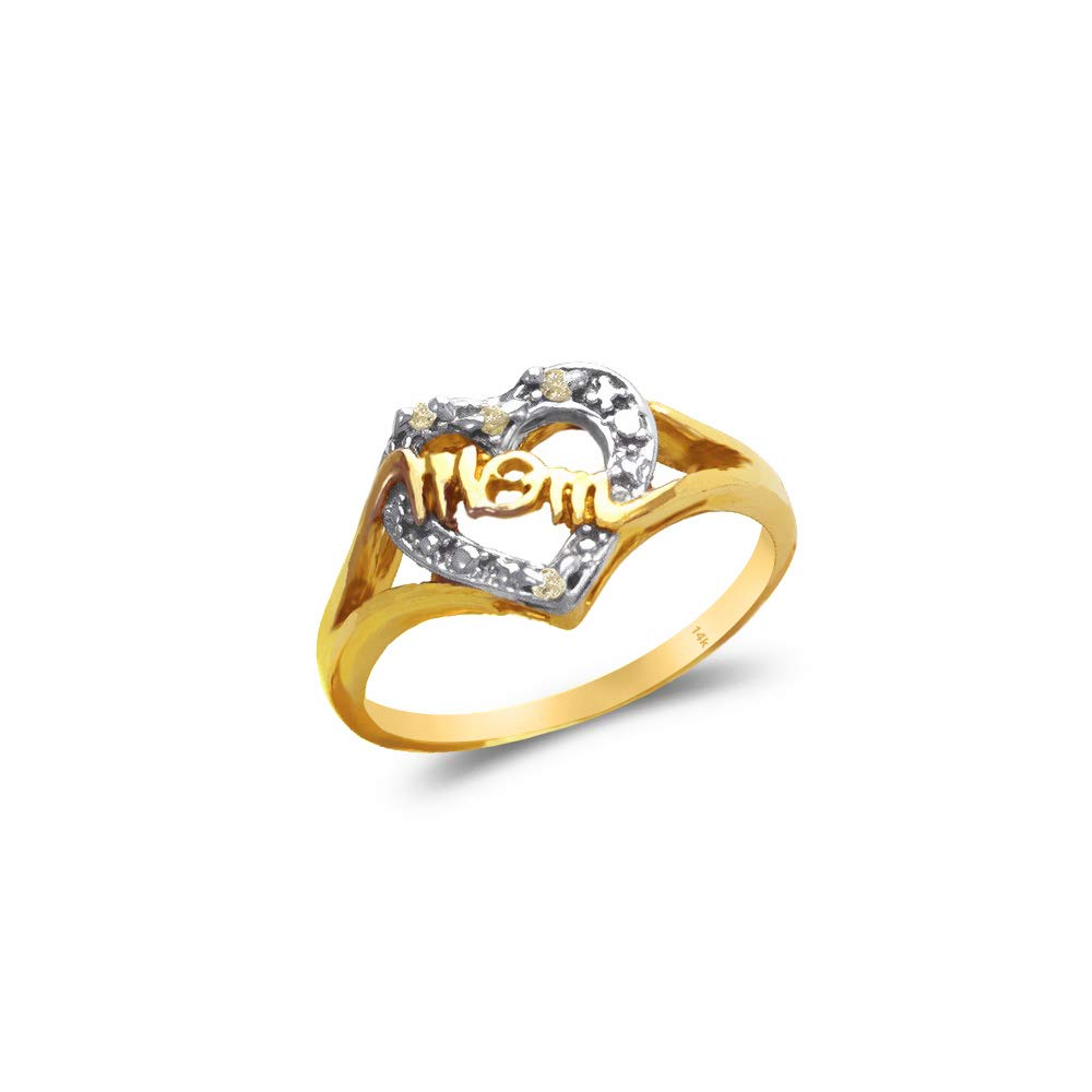 14k Gold Two Tone Mom Ring - Elegant Mother's Day Jewelry Gift for Mama - Birthday Present for Women - Anillo Para Mama - Perfect for Special Occasions & Everyday Wear
