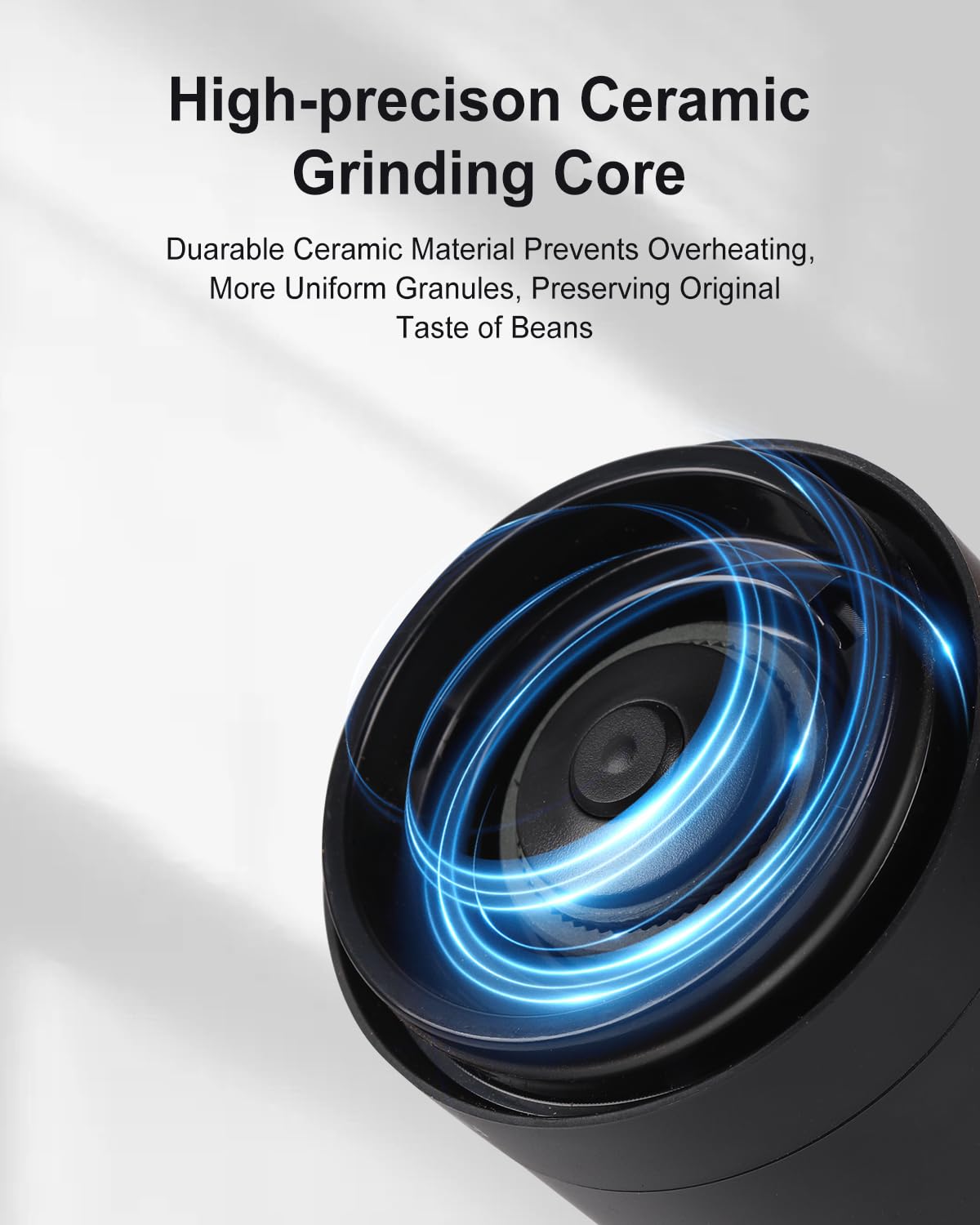 Premium Portable Electric Coffee Grinder with Ceramic Burr - 38 Adjustable Settings for Espresso to French Press | USB-C Rechargeable, One-Touch Operation & Auto-Stop | Perfect for Travel, Camping, Office & Home Brewing