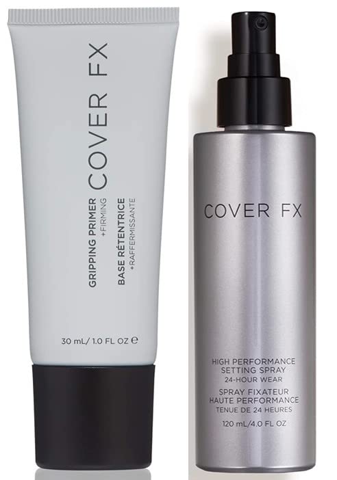 Cover FX Makeup Gripping Primer & Setting Spray Duo - Skin Tightening, Firming Foundation Base & Long-Lasting Makeup Finish | Perfect for Daily Wear, Special Occasions & Photography Makeup