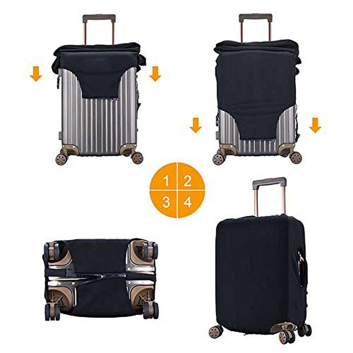 **Foruidea Waterproof Fireproof Luggage Cover with Music Notes Design - Elastic Suitcase Protector for 18-32 Inch Travel Bags (Small Fits 18”-21”) - Washable & Durable for Airplane, Train, and Bus Travel**