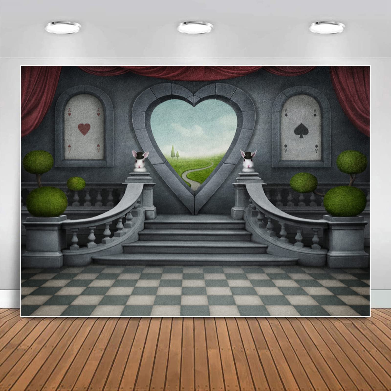 7x5ft Queen's Castle Photography Backdrop - Alice in Wonderland Theme Party Decor for Baby Showers, Birthday Parties, Cake Tables & Photo Booths | Sensfun Studio Props