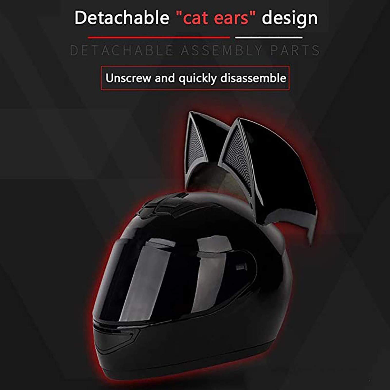 Women's DOT Certified Full Face Motorcycle Helmet with Cat Ears - Lightweight Flip-Up Modular Motocross Helmet for Adults (Size 57-58CM) - Includes Gloves & Mask - Perfect for Street Riding, Commuting & Off-Road Adventures
