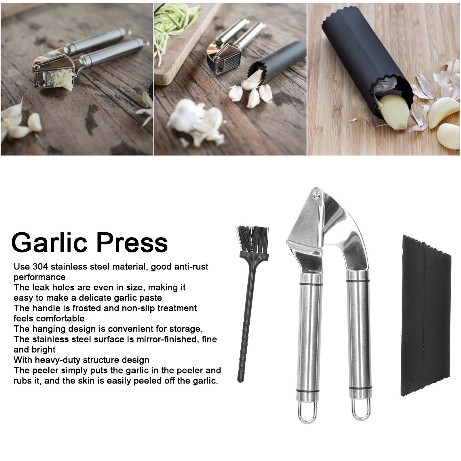 Premium Heavy-Duty Stainless Steel Garlic Press - Rustproof Professional Garlic Crusher & Mincer for Kitchen, Restaurant & Home Use - Perfect for Cooking, Meal Prep & Italian Cuisine