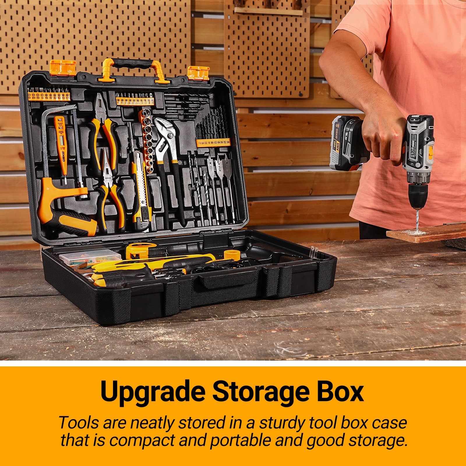 20V Cordless Drill Kit with Battery - Electric Drill Driver Set for Home Repairs, DIY Projects & Handyman Tools - Perfect for Woodworking, Furniture Assembly & Household Fixes