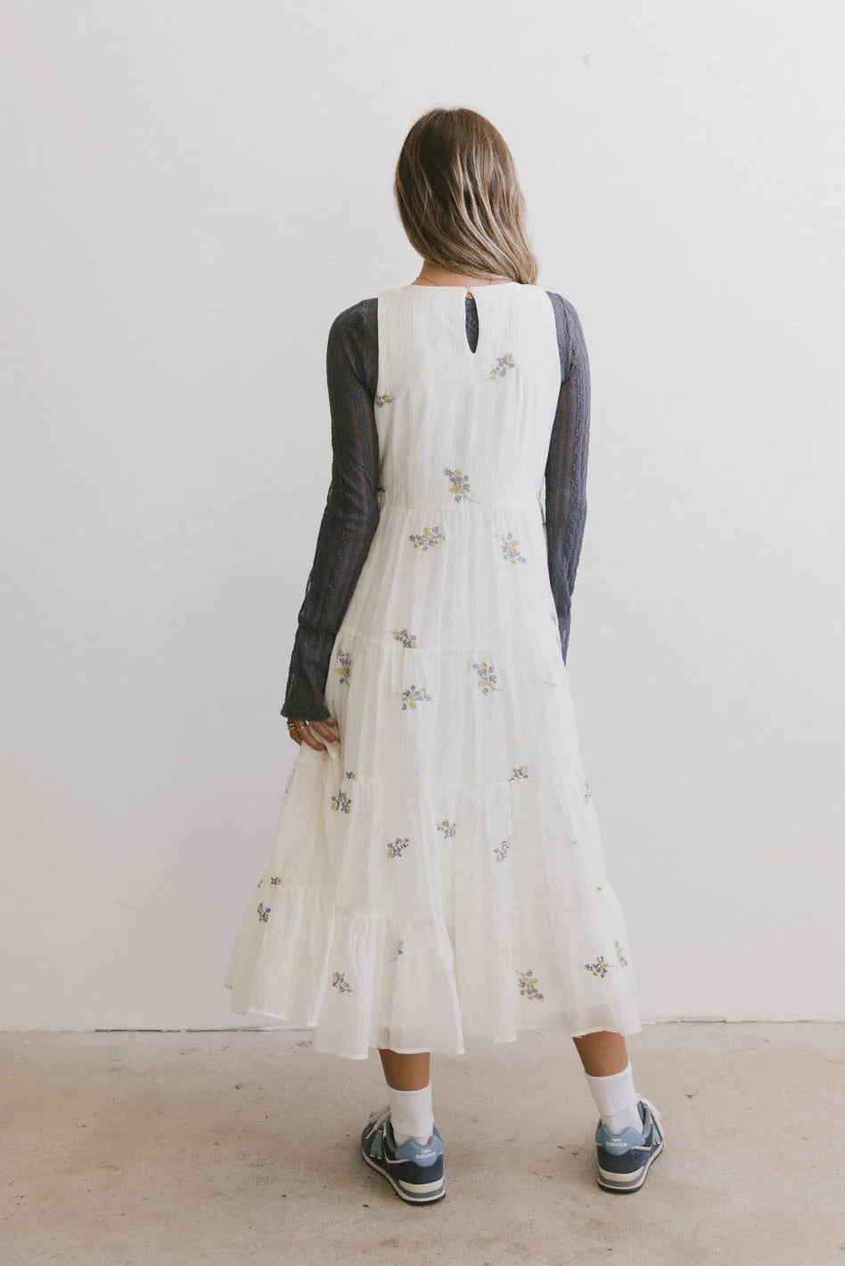 Ari Embroidered Floral Midi Dress - Women's Summer Boho Chic Dress for Beach, Wedding & Vacation - FINAL SALE