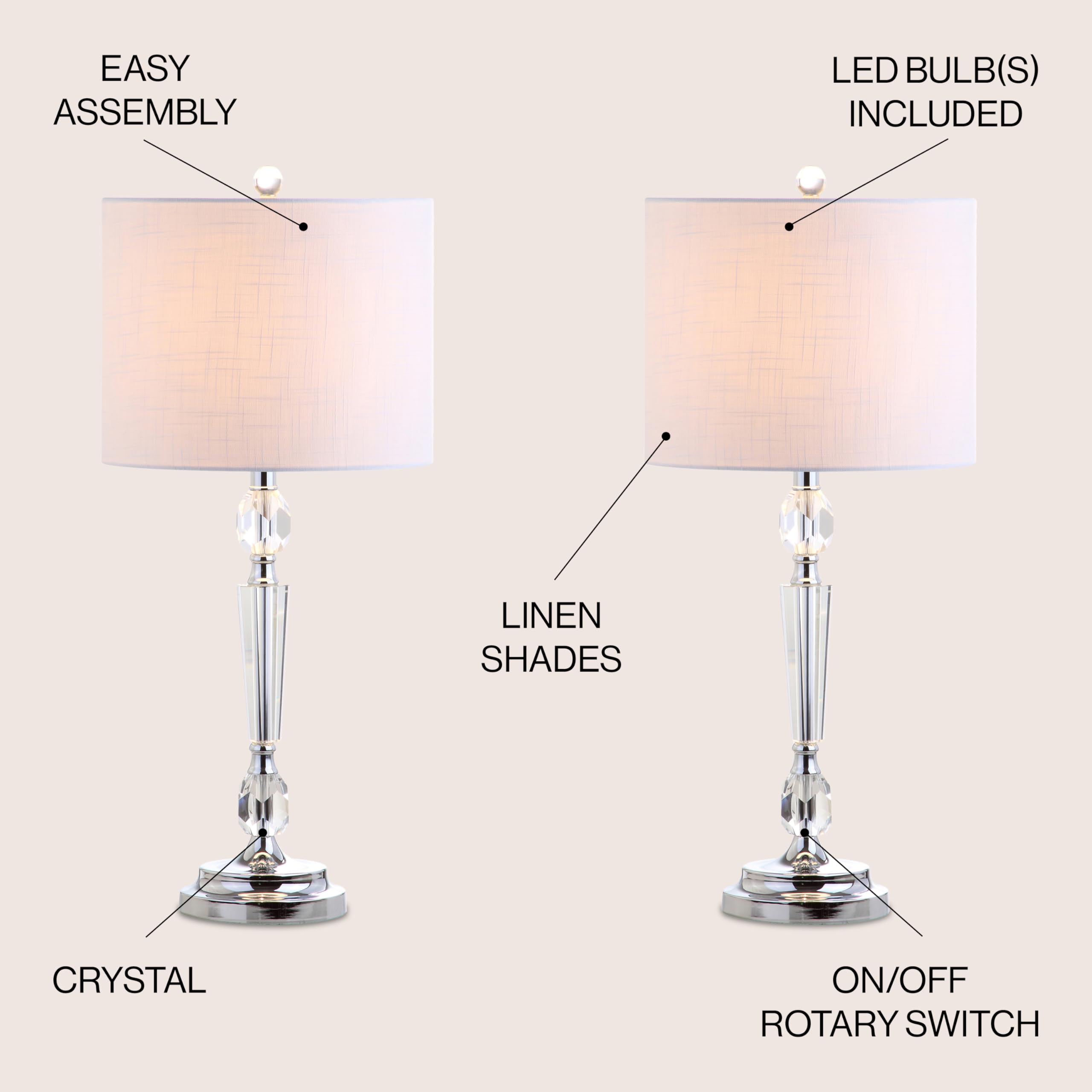 JONATHAN Y JYL2047A-SET2 Crystal LED Table Lamp Set of 2 - 27